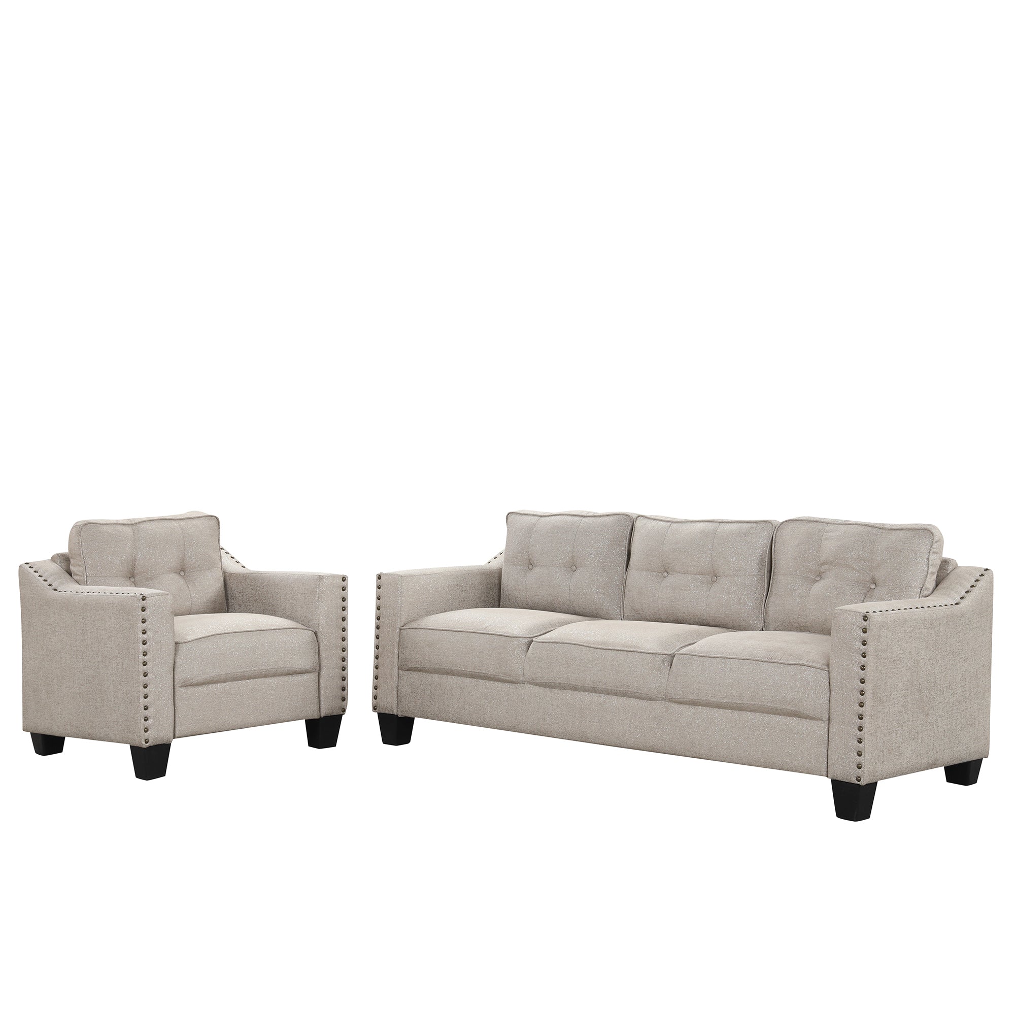 U-Style 3-Piece Living Room Set in Beige: Sofa, Loveseat, Armchair | Stylish and Comfortable Addition to Your Home