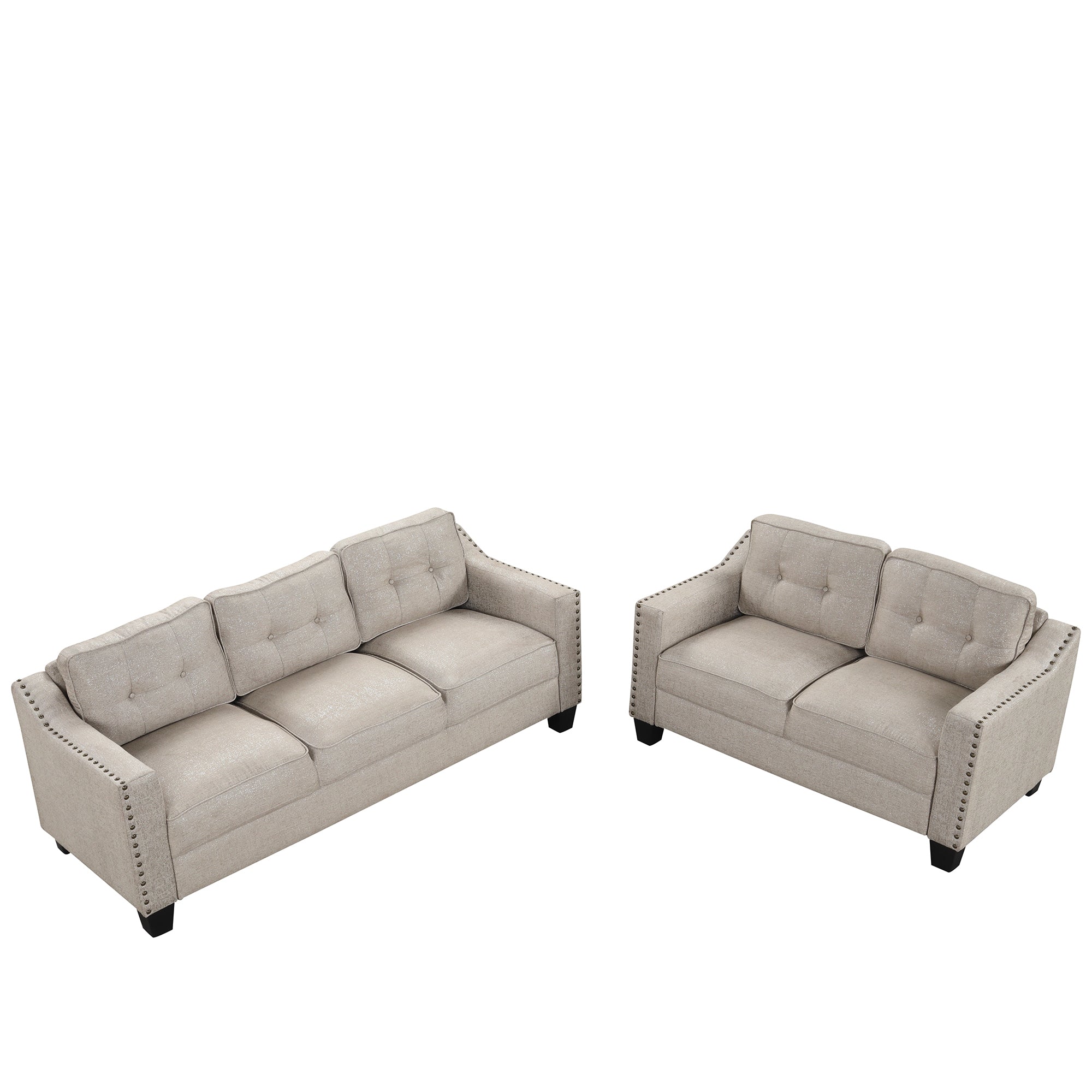 U-Style 3-Piece Living Room Set in Beige: Sofa, Loveseat, Armchair | Stylish and Comfortable Addition to Your Home