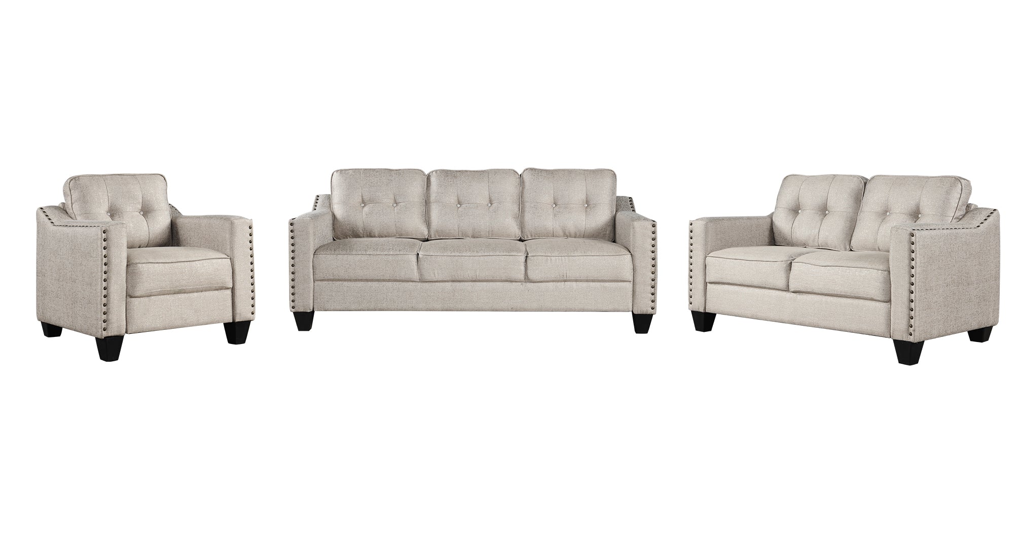 U-Style 3-Piece Living Room Set in Beige: Sofa, Loveseat, Armchair | Stylish and Comfortable Addition to Your Home