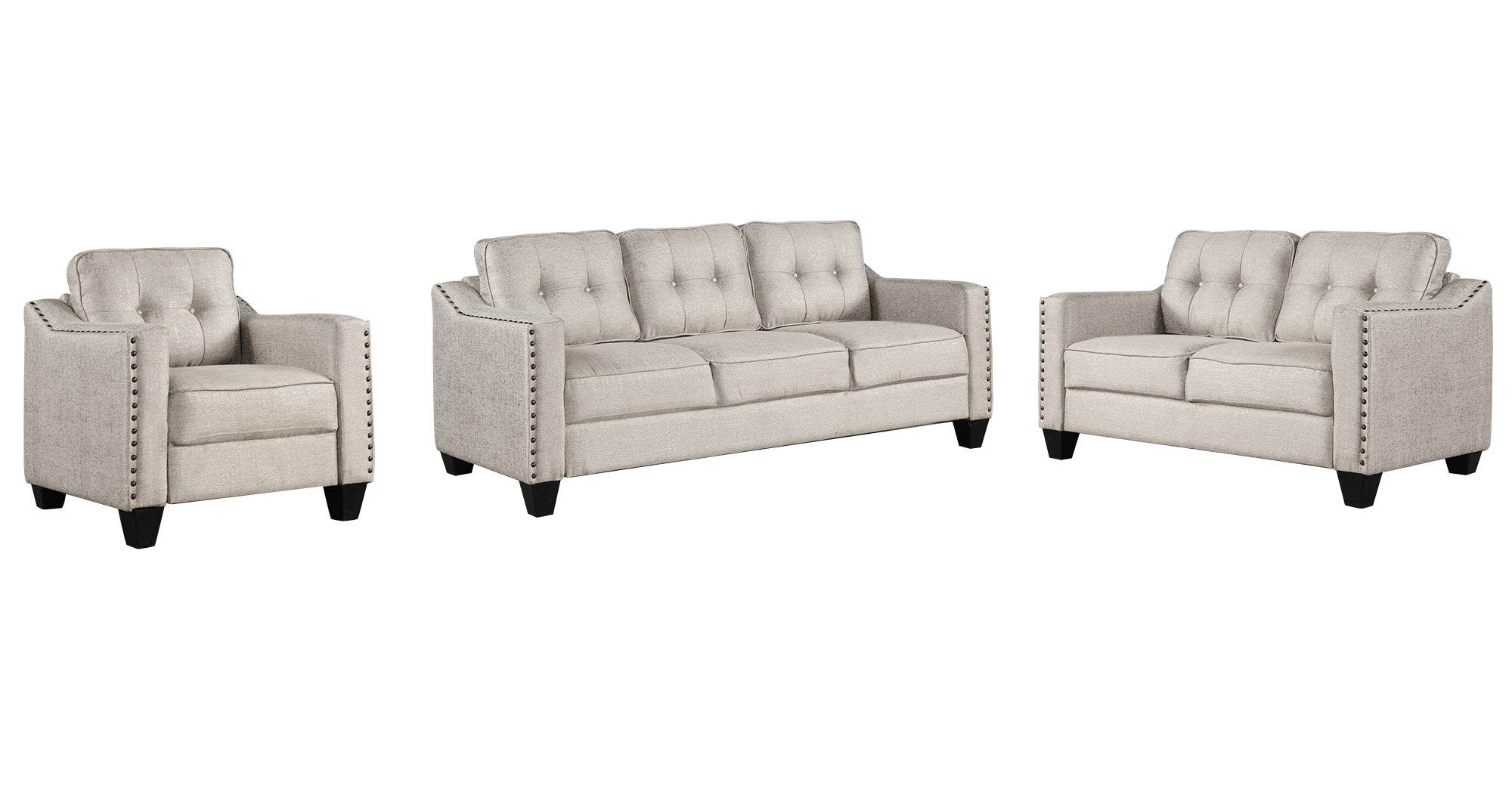 U-Style 3-Piece Living Room Set in Beige: Sofa, Loveseat, Armchair | Stylish and Comfortable Addition to Your Home