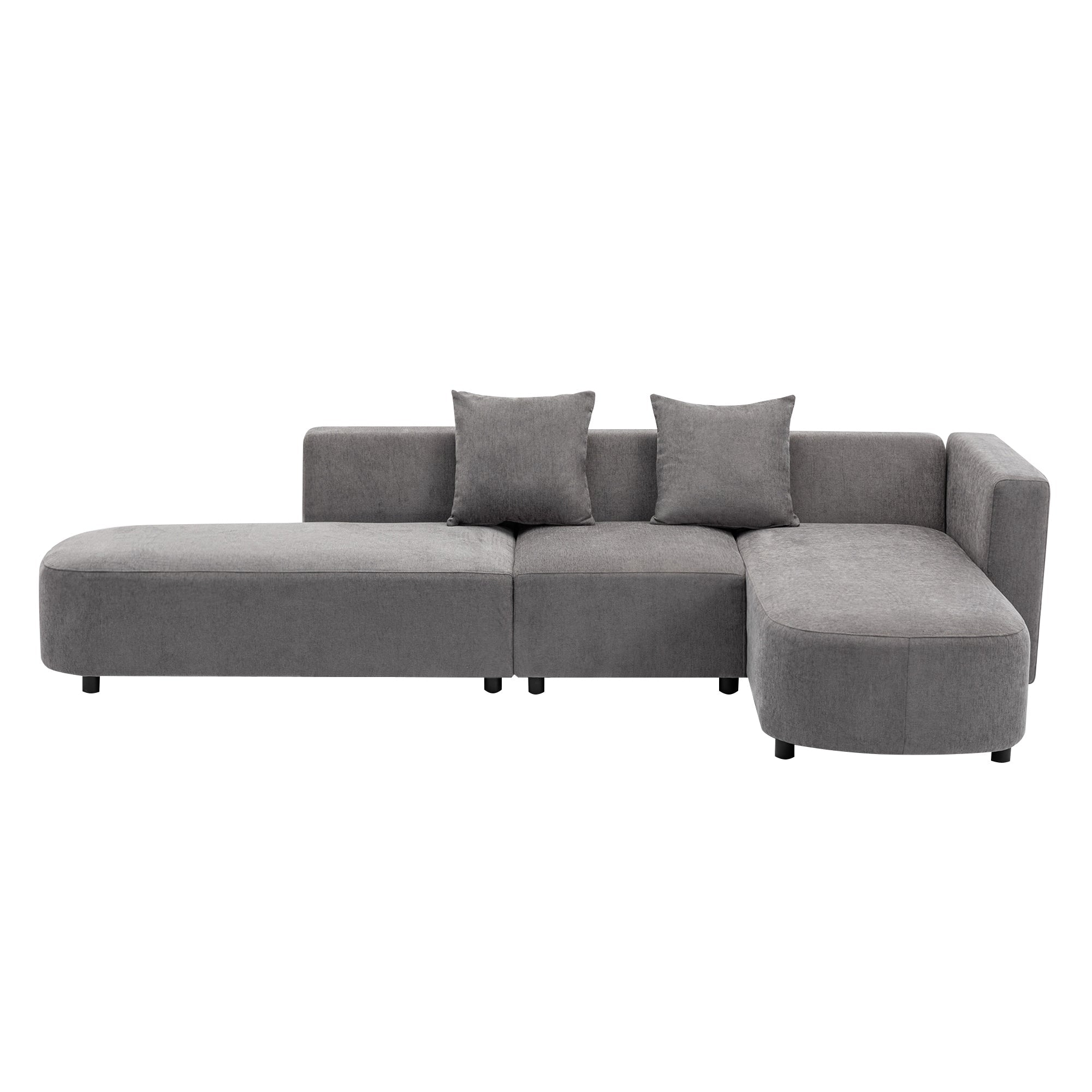 U-Style Luxury Modern Living Room Upholstery Sectional Sofa - Gray-Stationary Sectionals-American Furniture Outlet