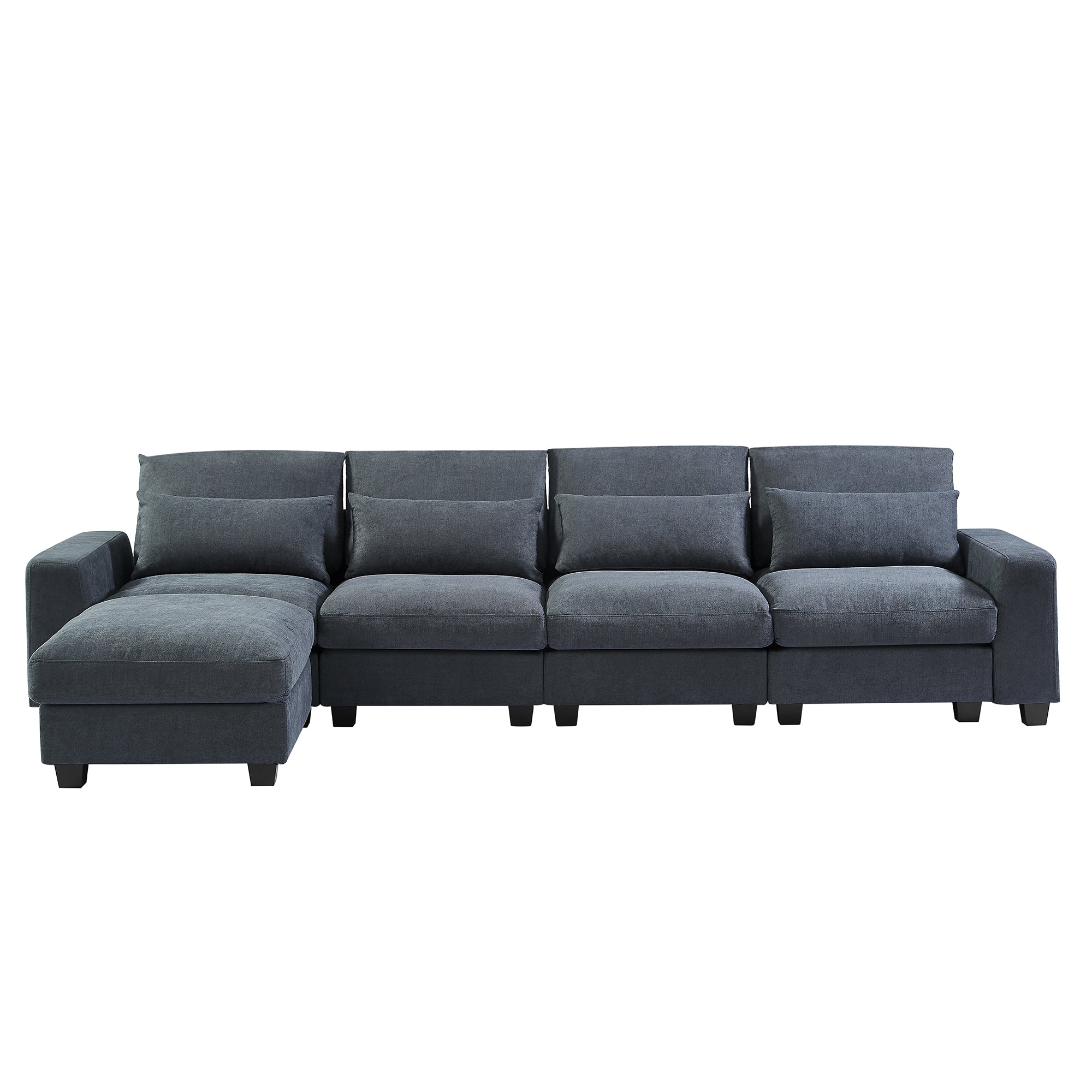 U-Style Modern Large L-Shape Feather Filled Sectional Sofa | Convertible Sofa Couch with Reversible Chaise for Living Room | Comfort and Style Combined-Stationary Sectionals-American Furniture Outlet