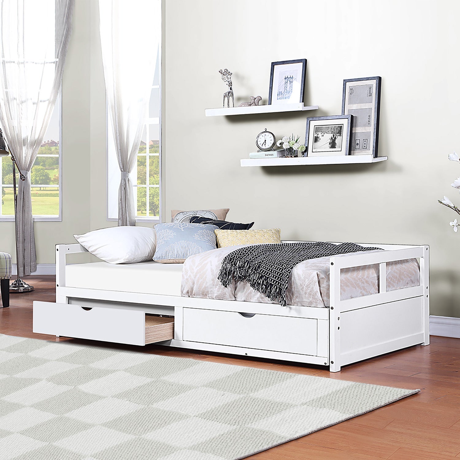 White Daybed w/ Trundle & Drawers