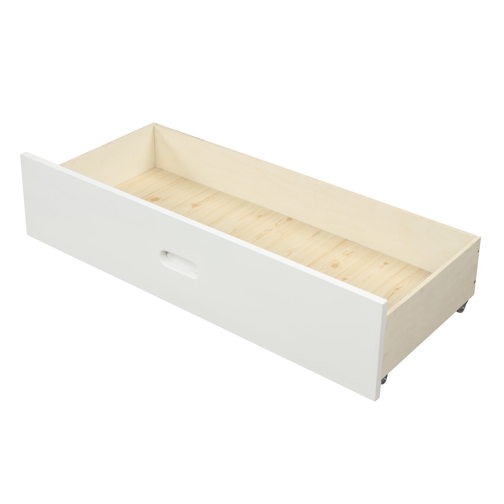 White Full Wood Platform Bed with Two Drawers - Storage Solution, Sturdy Support