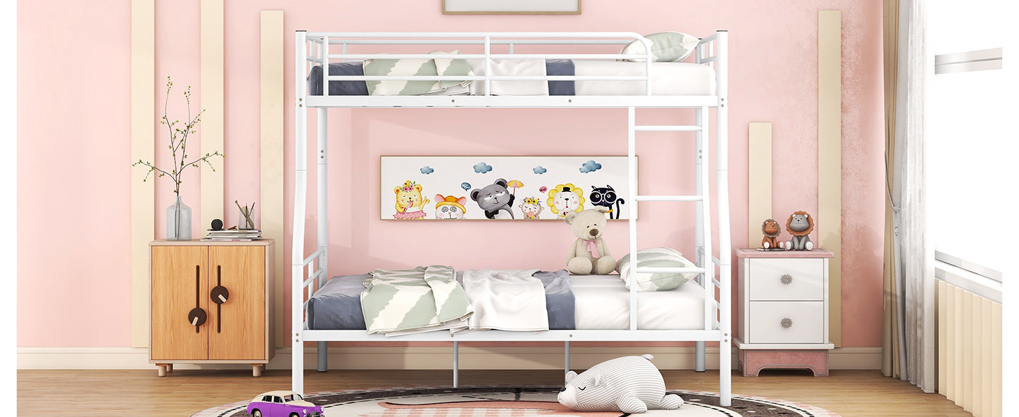 White Full XL Over Queen Bunk Bed - Space-Saving Sleep Solution