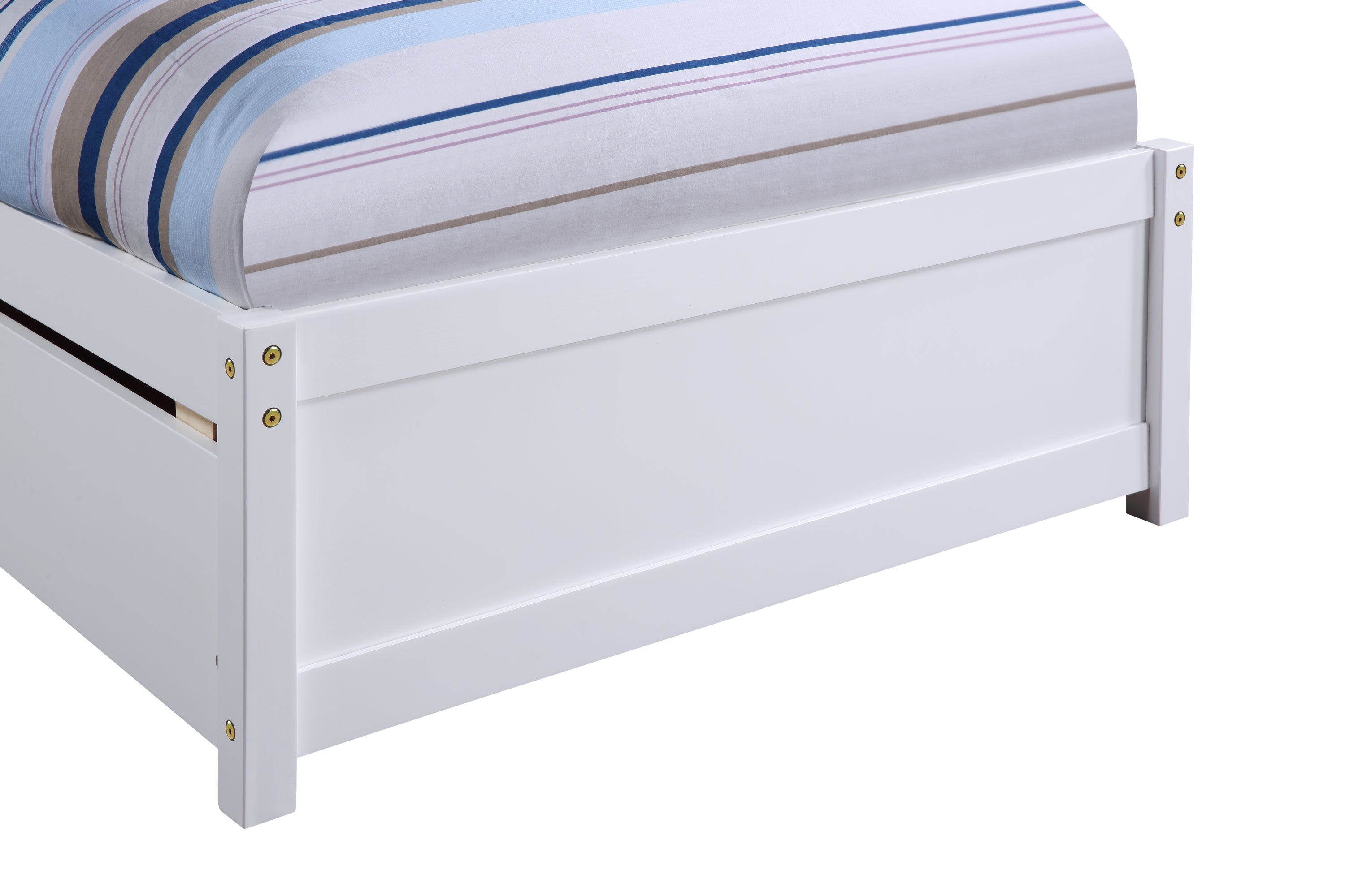 White Twin Bed with 2 Drawers - Solid Wood Frame, No Box Spring Needed - Storage Solution