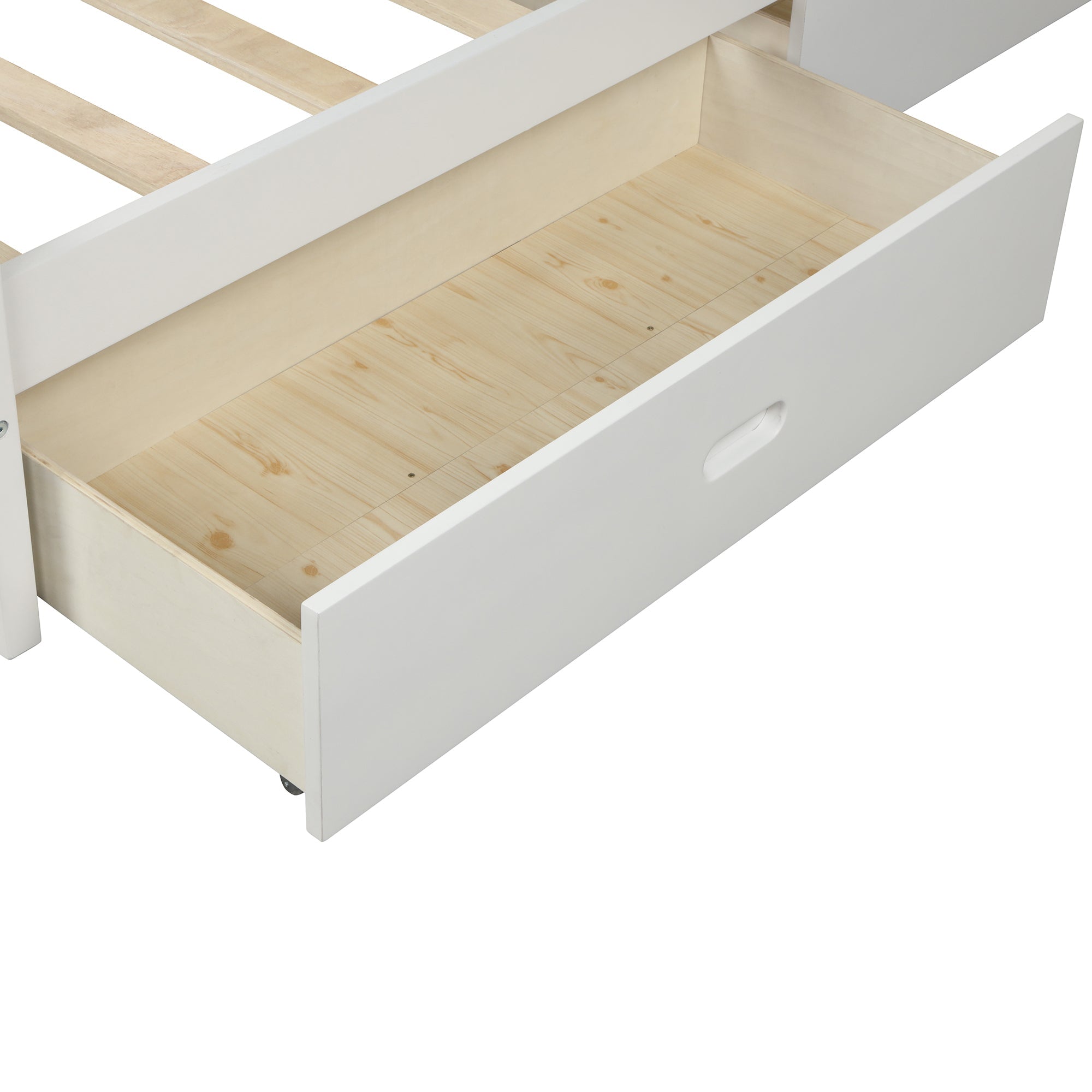 White Twin Wood Platform Bed with Two Drawers - Storage Solution, Sturdy Support