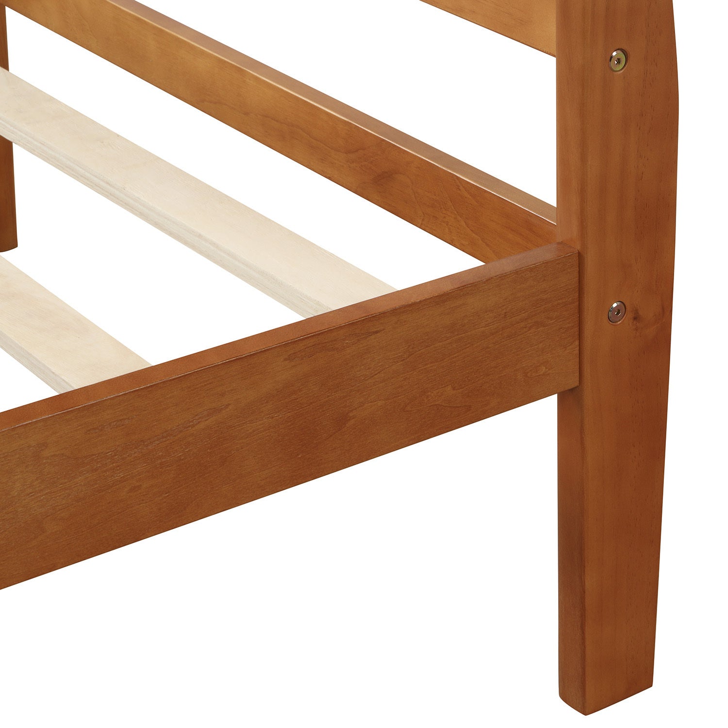 Wood Platform Twin Bed Frame | Sleigh Design | Headboard/Footboard | Wood Slat Support | Mattress Foundation