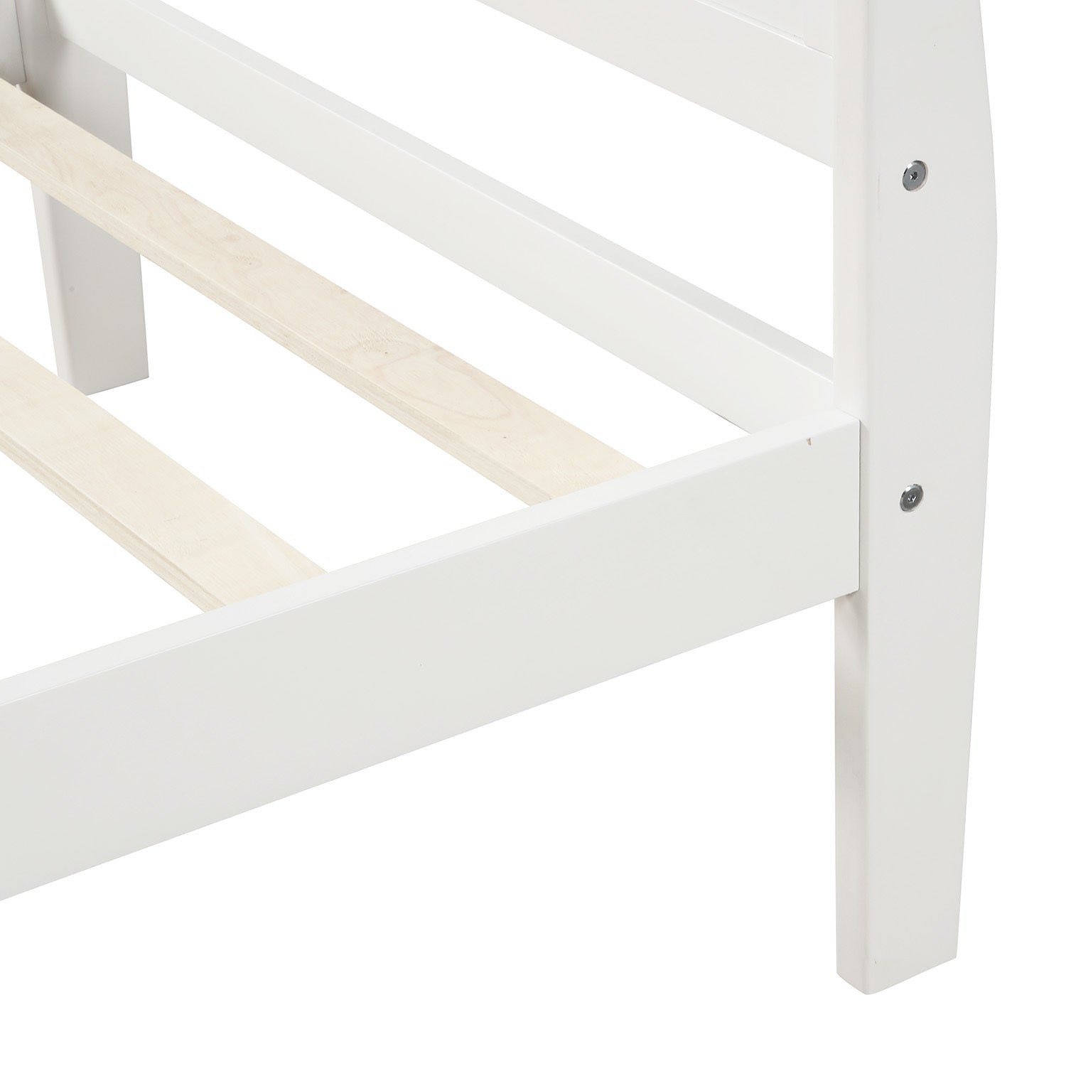 Wood Platform Twin Bed Frame - Sleigh Design with Headboard/Footboard - Mattress Foundation with Wood Slat Support