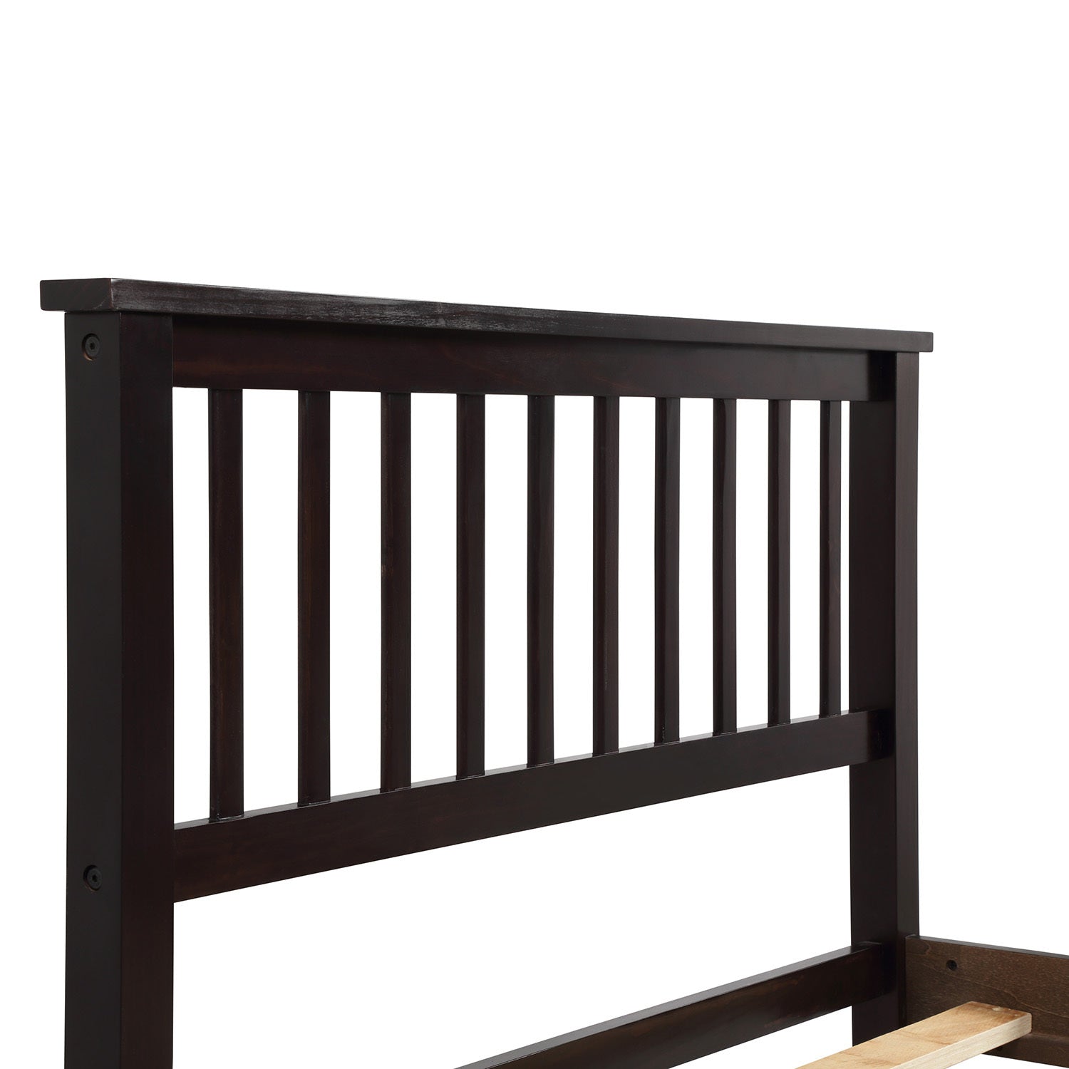 Wood Platform Twin Bed with Headboard and Footboard | Espresso Finish | Sturdy Construction
