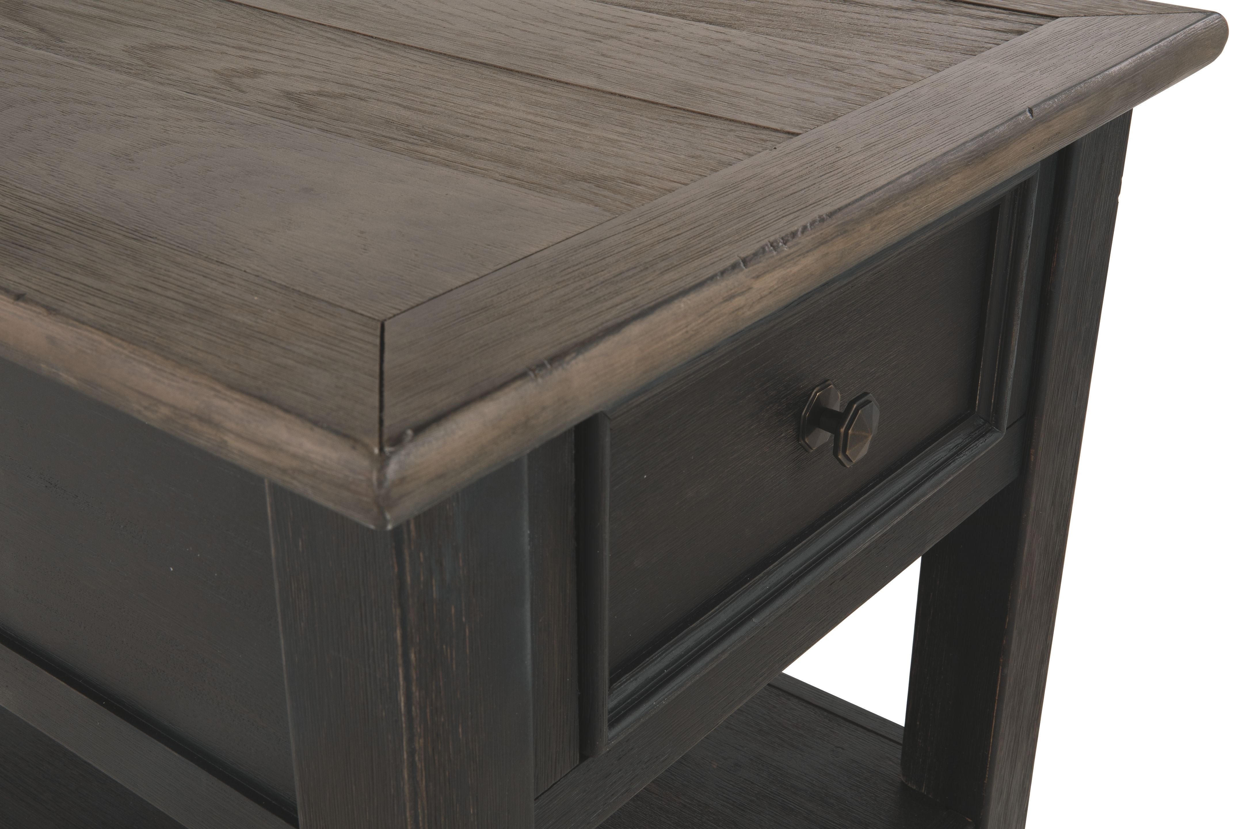 Tyler Grayish Brown / Black - Rectangular End Table