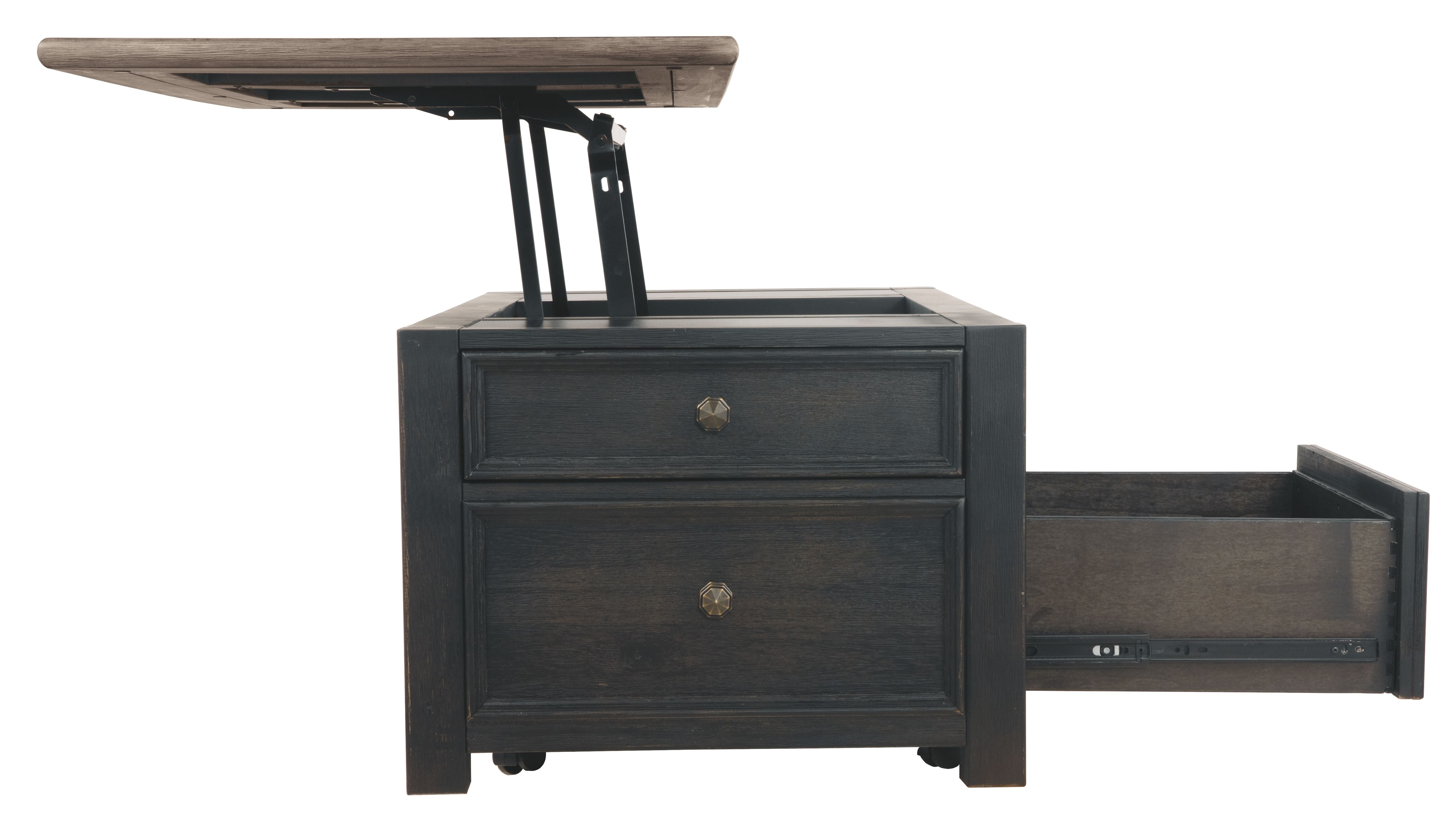 Tyler Grayish Brown / Black - Lift Top Cocktail Table