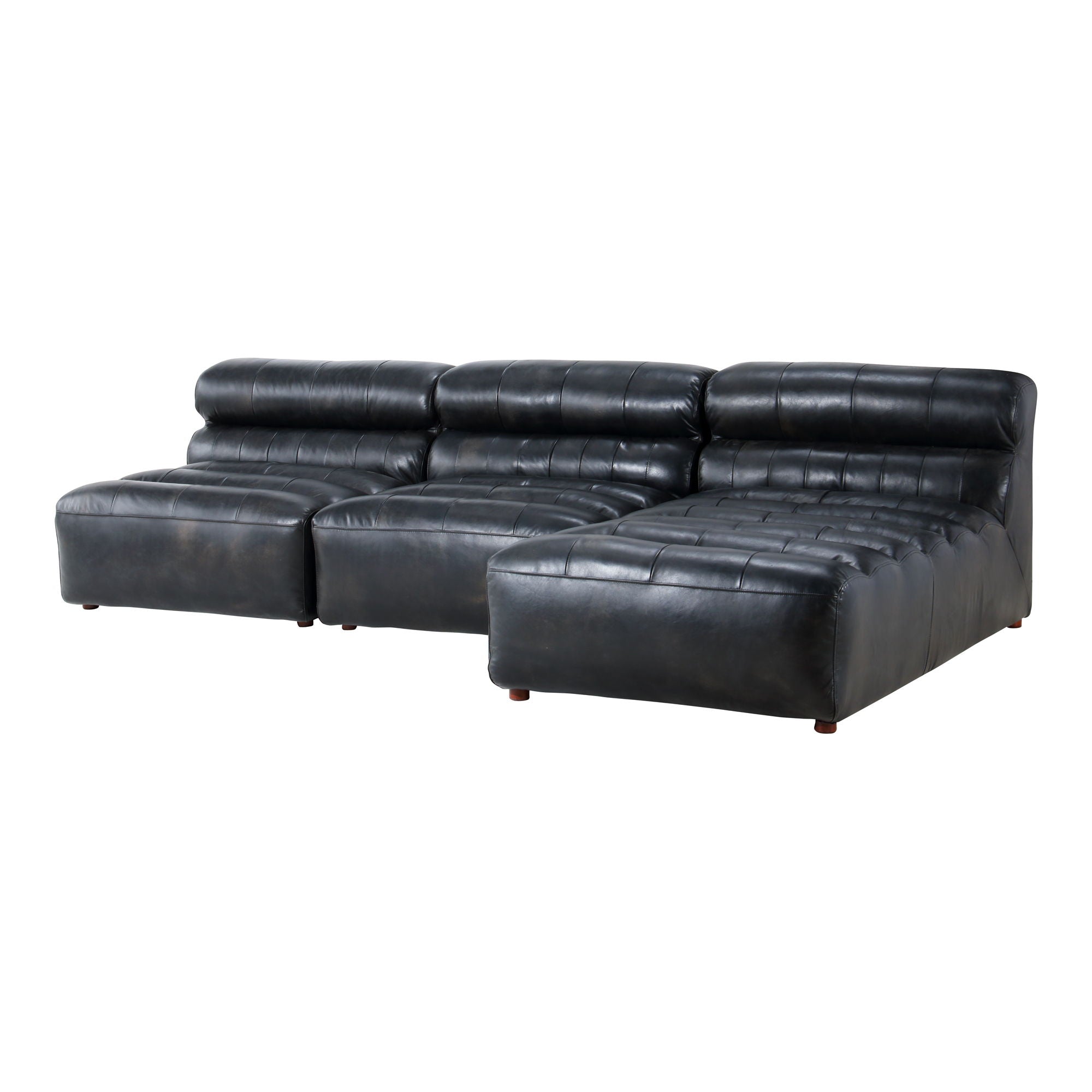 Ramsay Signature Modular Leather Sectional - Antique Black - Comfort-Driven Design - Stylish Living Room Furniture