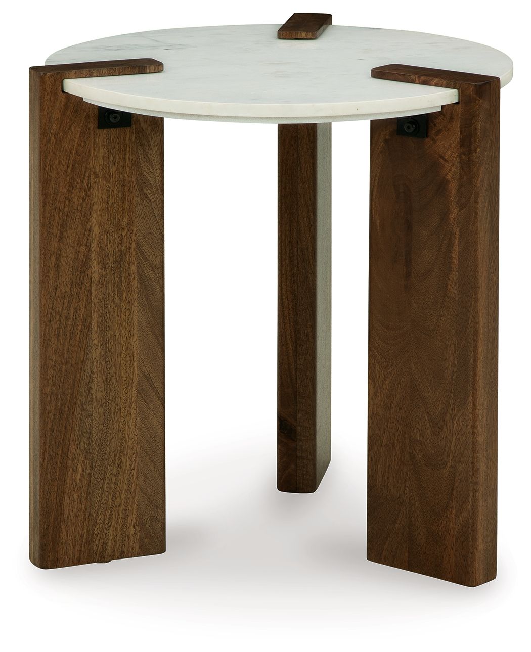 Isanti White / Brown - Round End Table