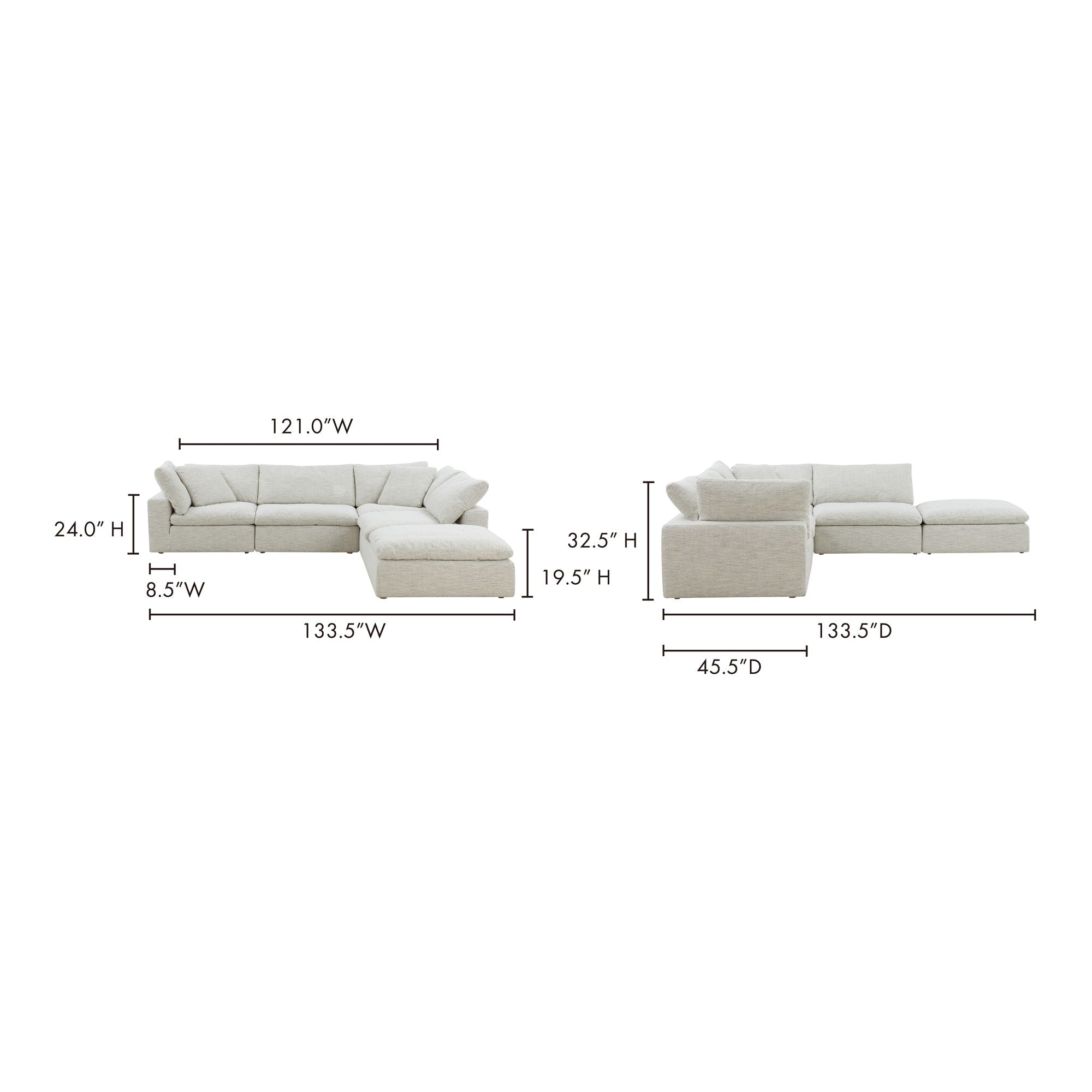 Clay Dream Modular Sectional - Coastside Sand, Stain-Resistant