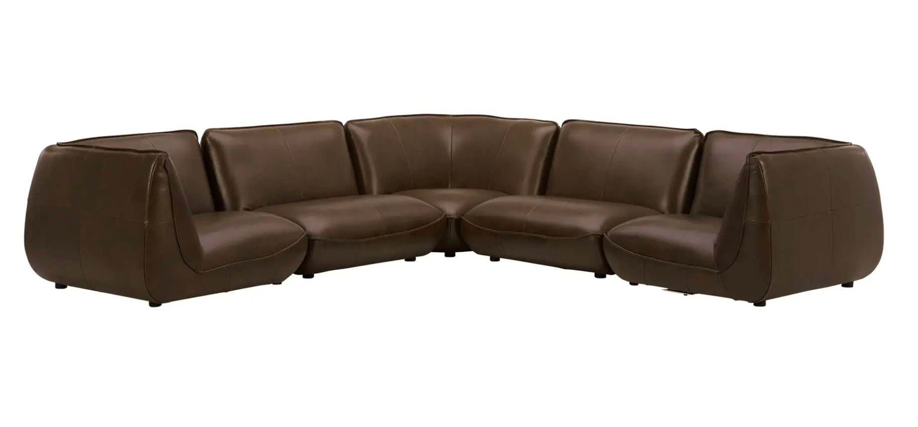 Brown Leather L-Sectional - Modular, Zeppelin Classic