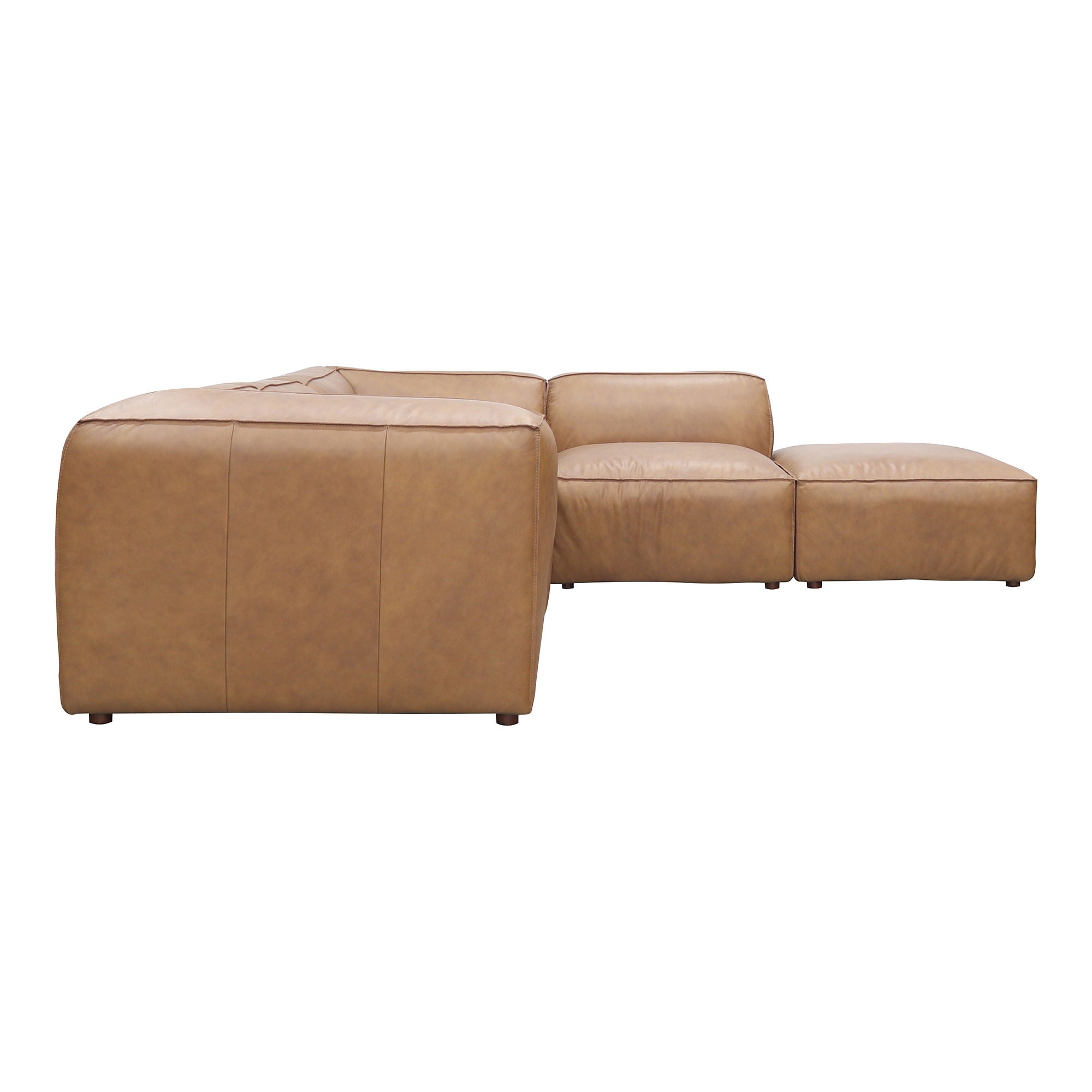 Light Brown Leather Sectional - L-Shape, Form Classic