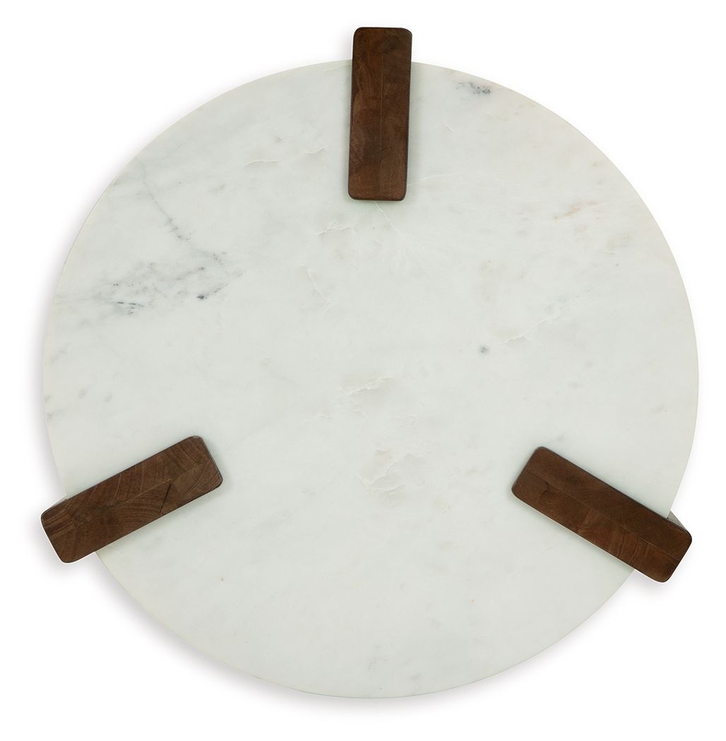 Isanti White / Brown - Round End Table