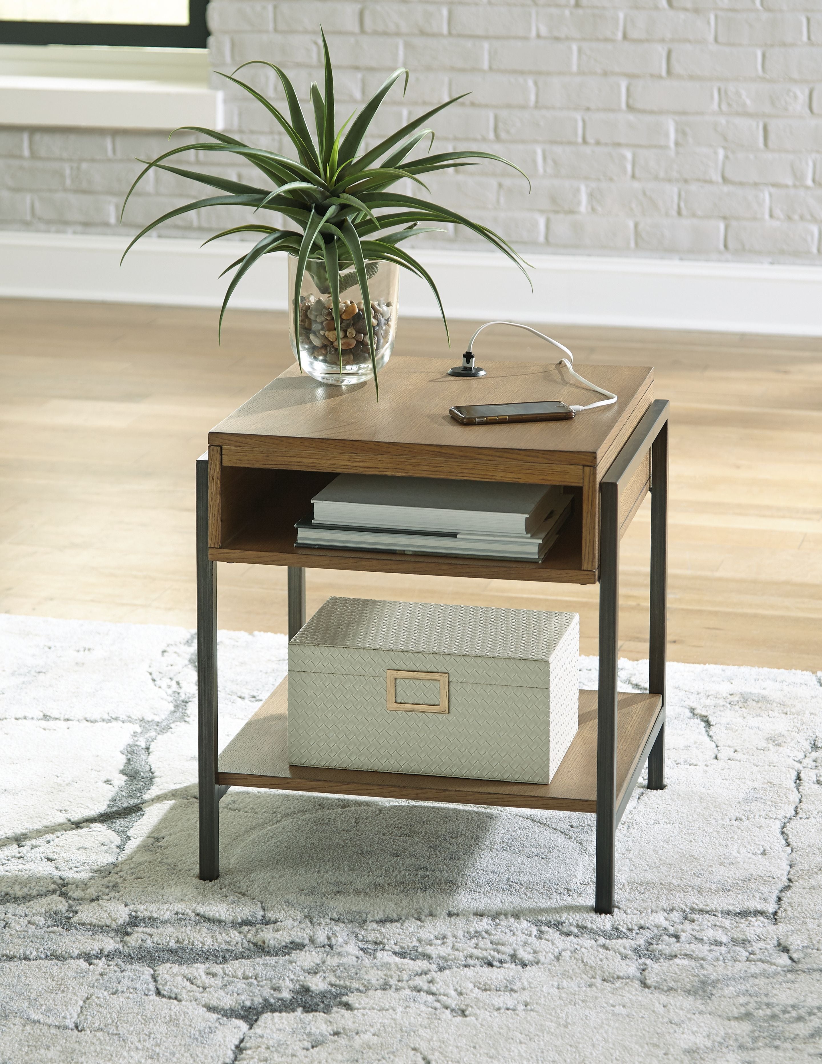 Fridley Brown / Black - Rectangular End Table