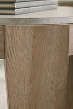 Light brown round table set side panel with wood grain texture