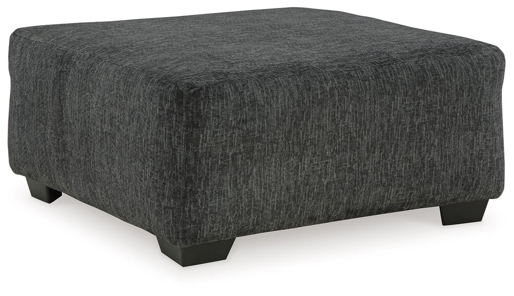 Oversized accent ottoman, dark gray textured fabric, block legs