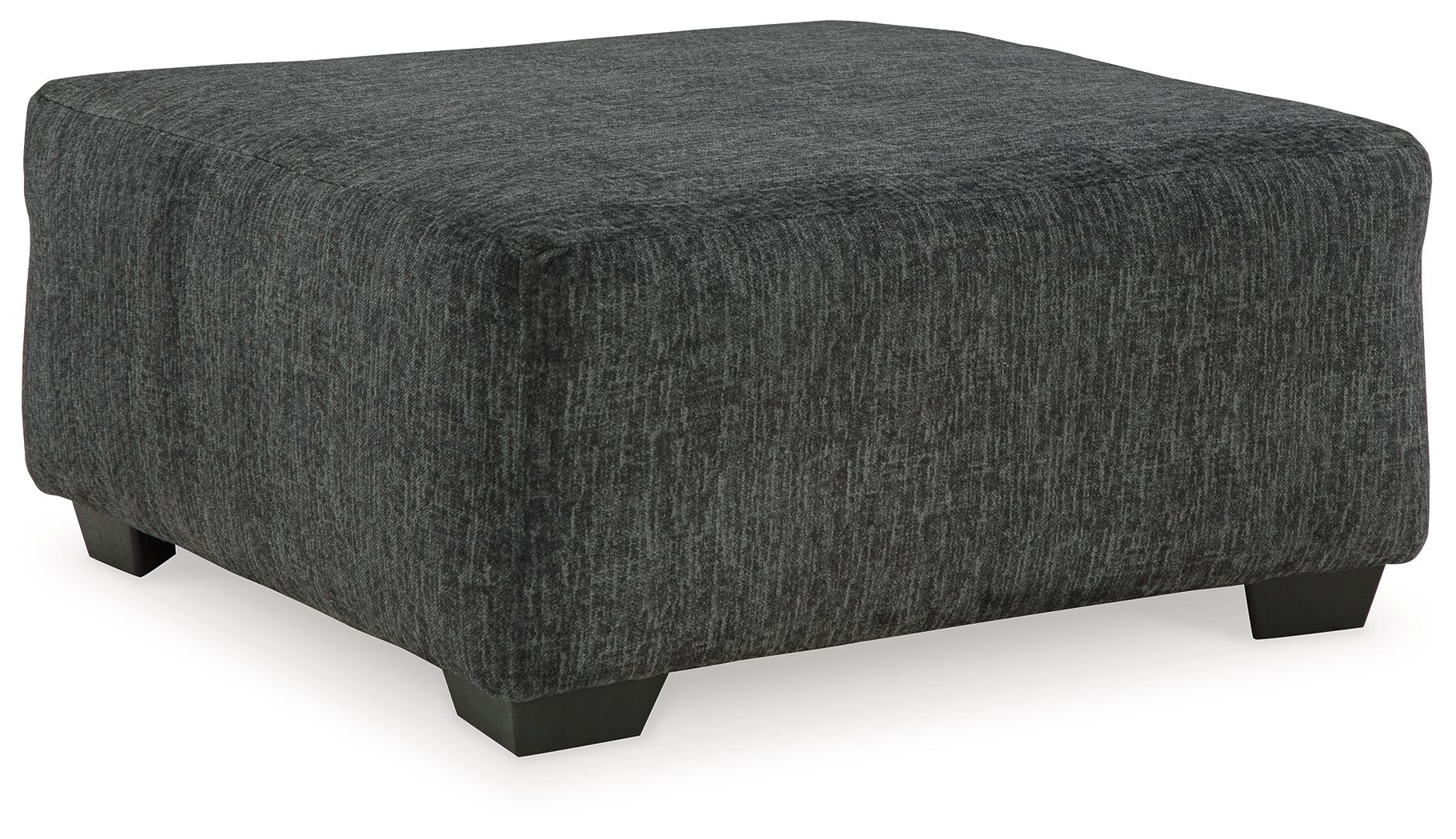 Oversized accent ottoman, dark gray textured fabric, block legs