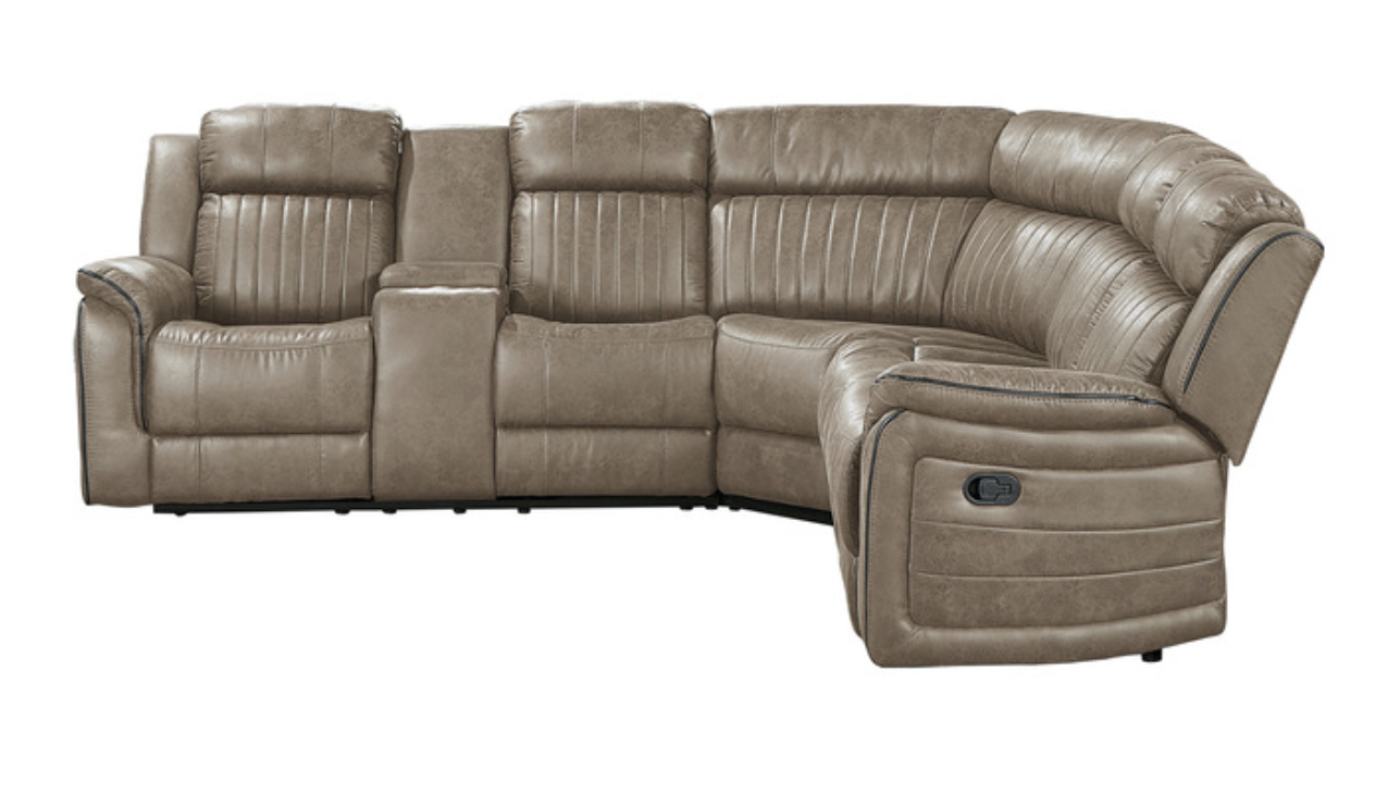 Centeroak Collection Brown 3-Piece Reclining Sectional with Left Console