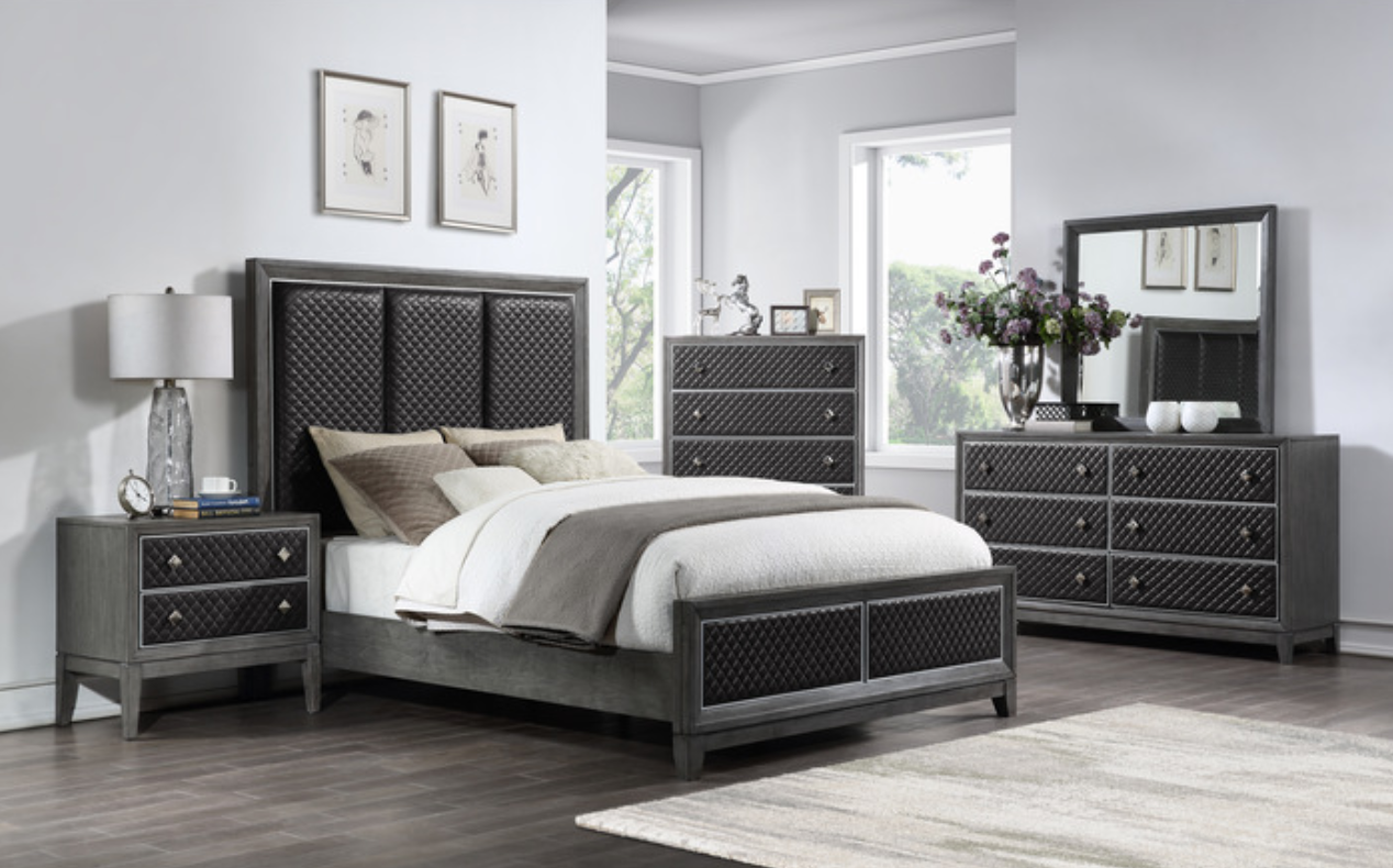 West End Collection Gray / Black Nightstand