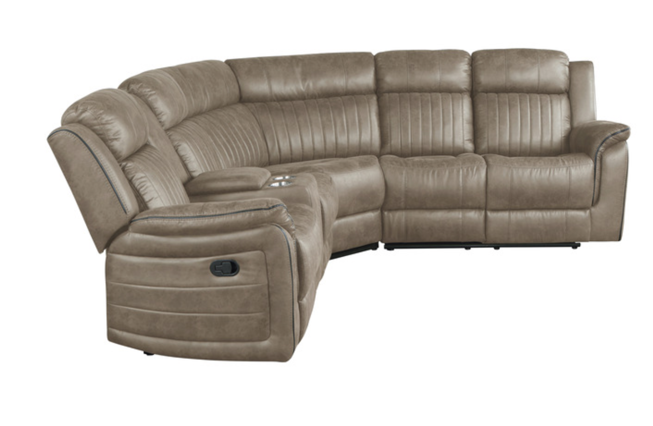 Centeroak Collection Brown 3-Piece Reclining Sectional with Left Console