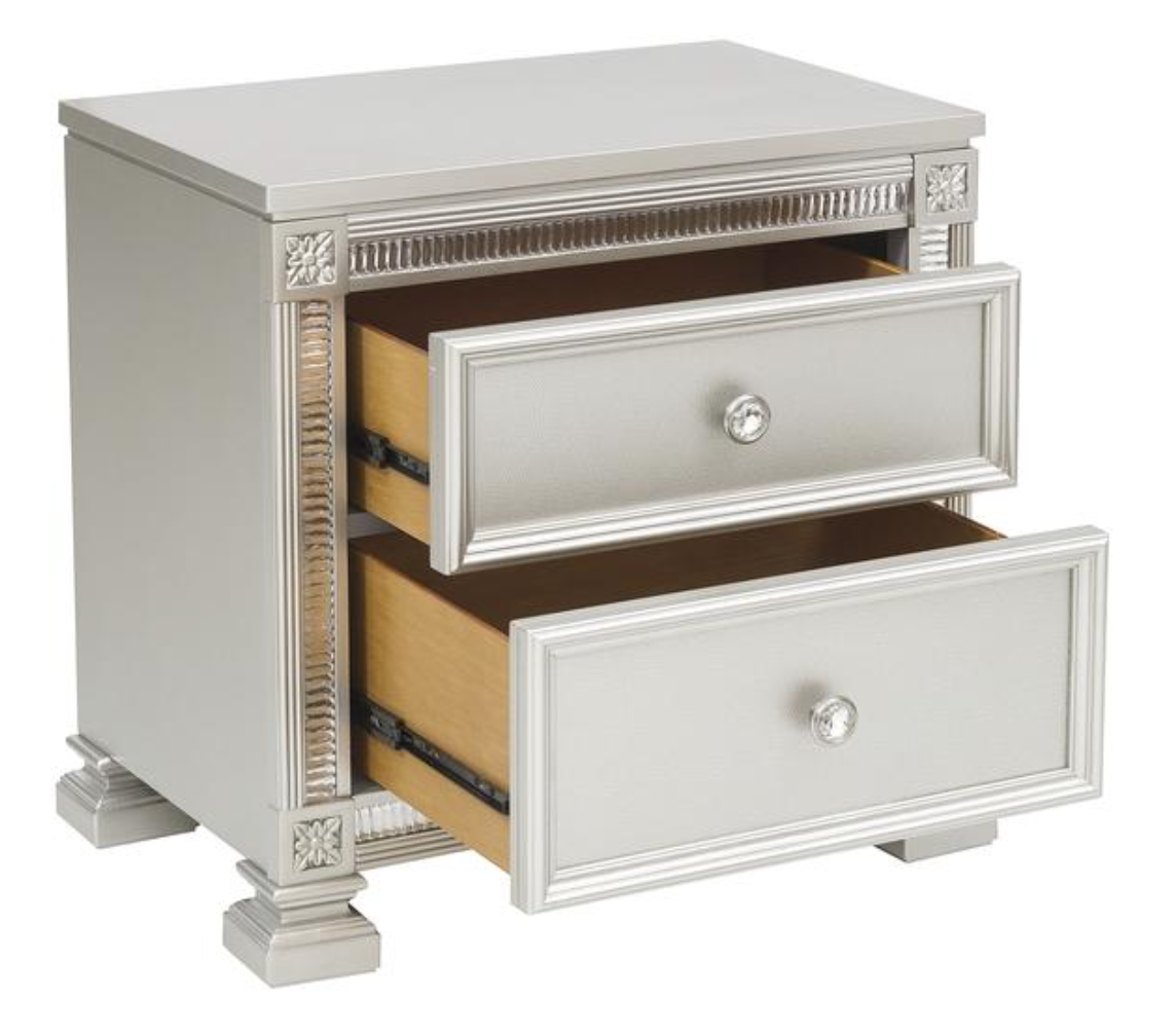 Bevelle Collection Silver Modern Nightstand