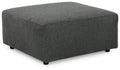 Oversized accent ottoman in dark gray textured fabric with short legs