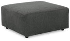 Oversized accent ottoman in dark gray textured fabric with short legs