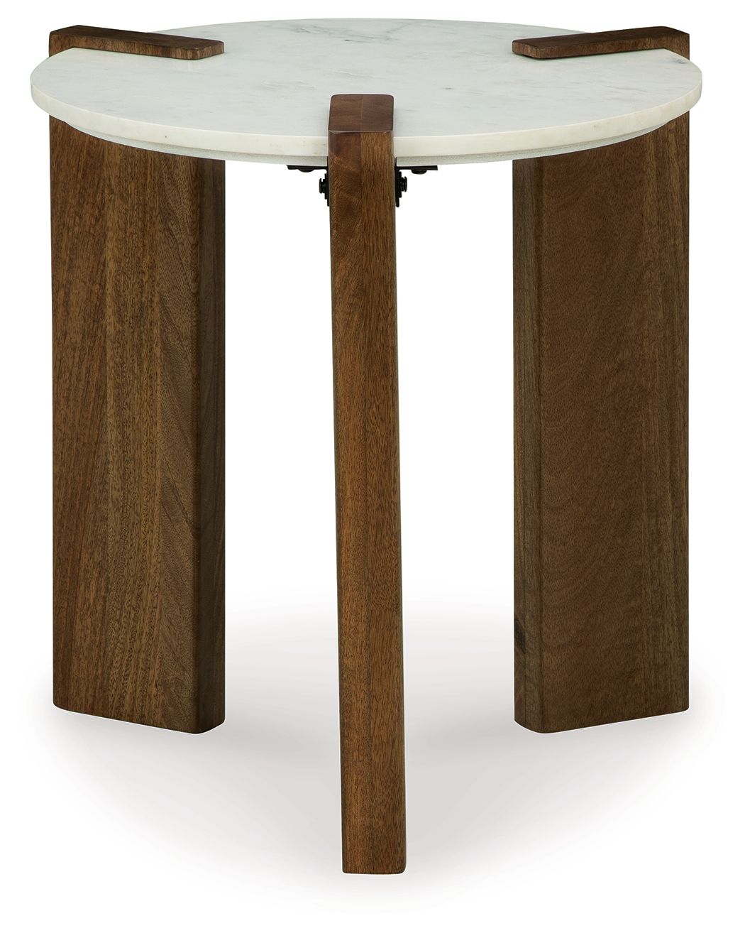 Isanti White / Brown - Round End Table