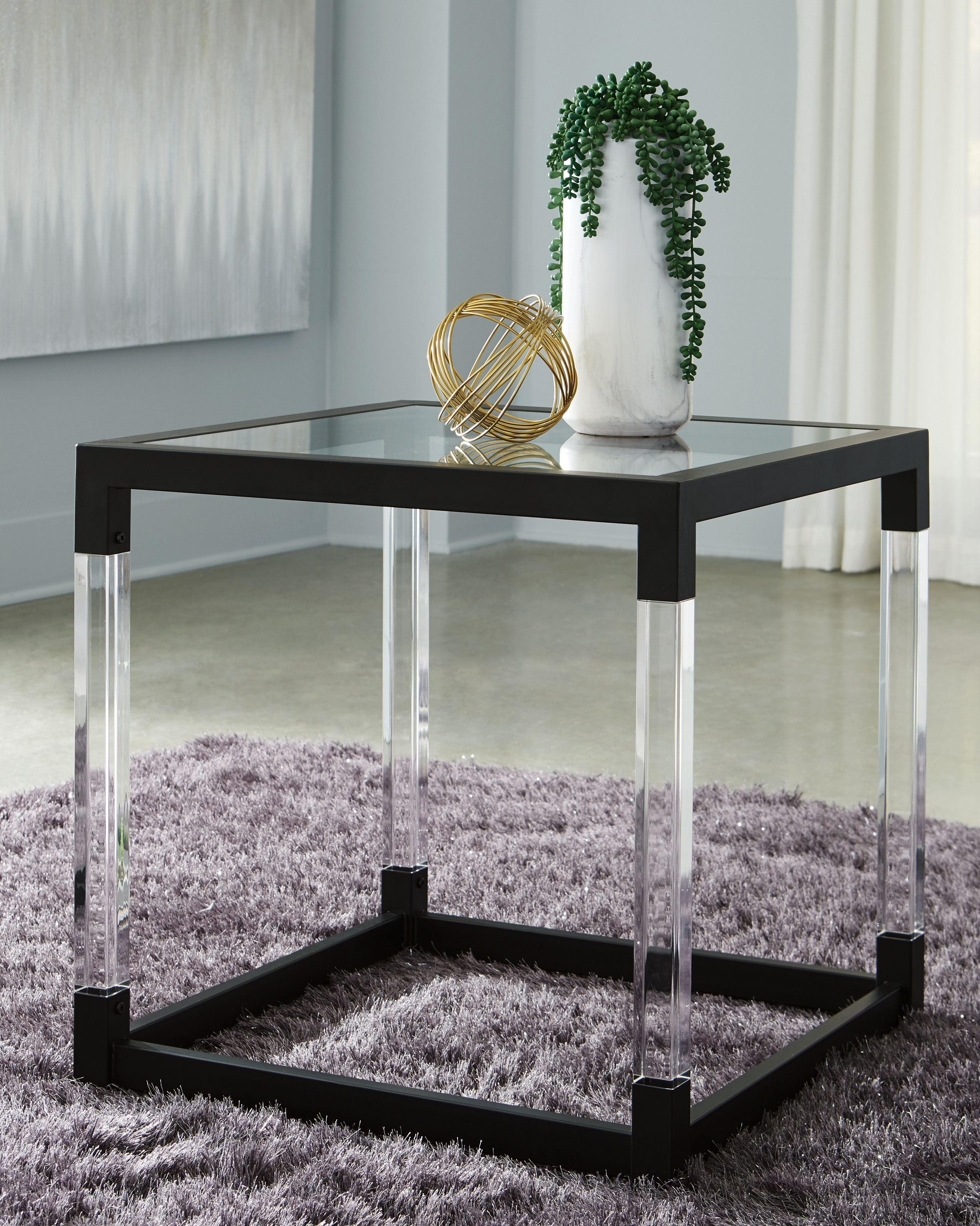 Nallynx Metallic Gray - Square End Table