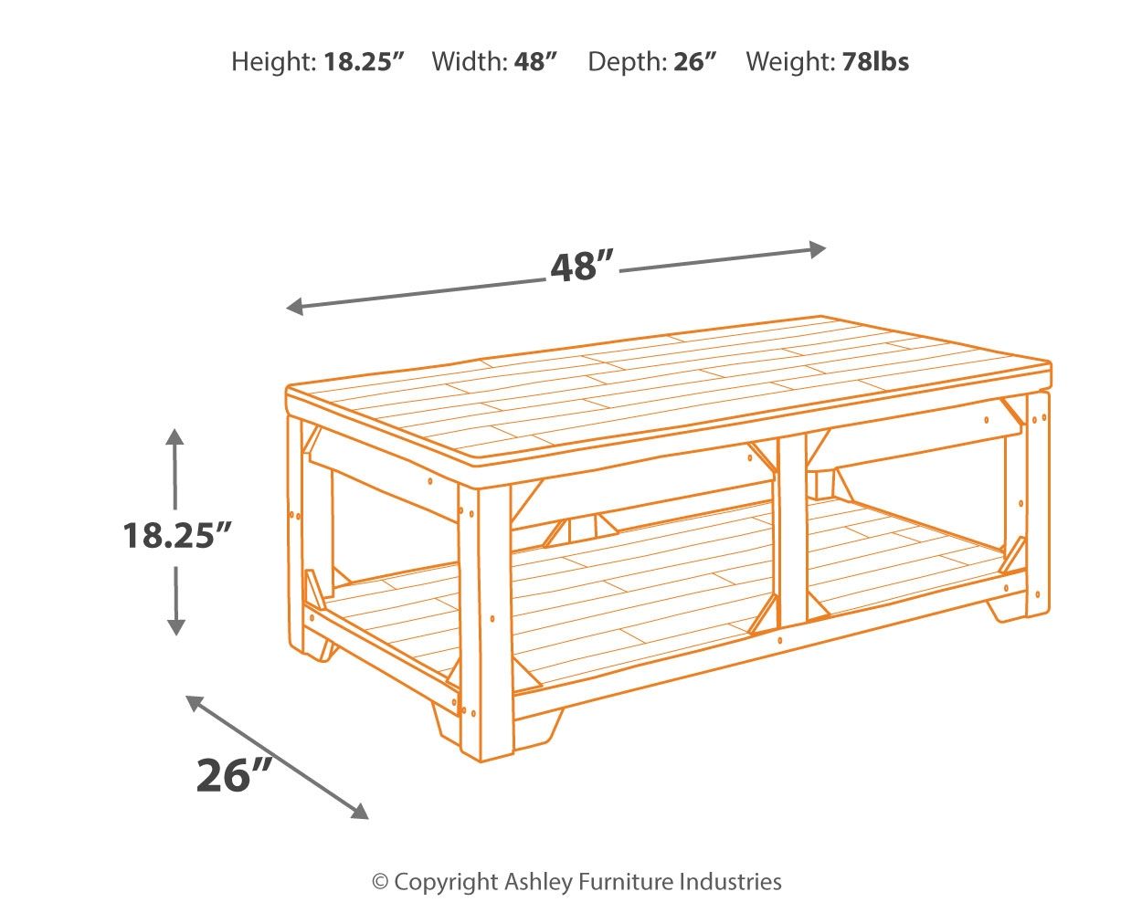 Fregine Whitewash - Lift Top Cocktail Table