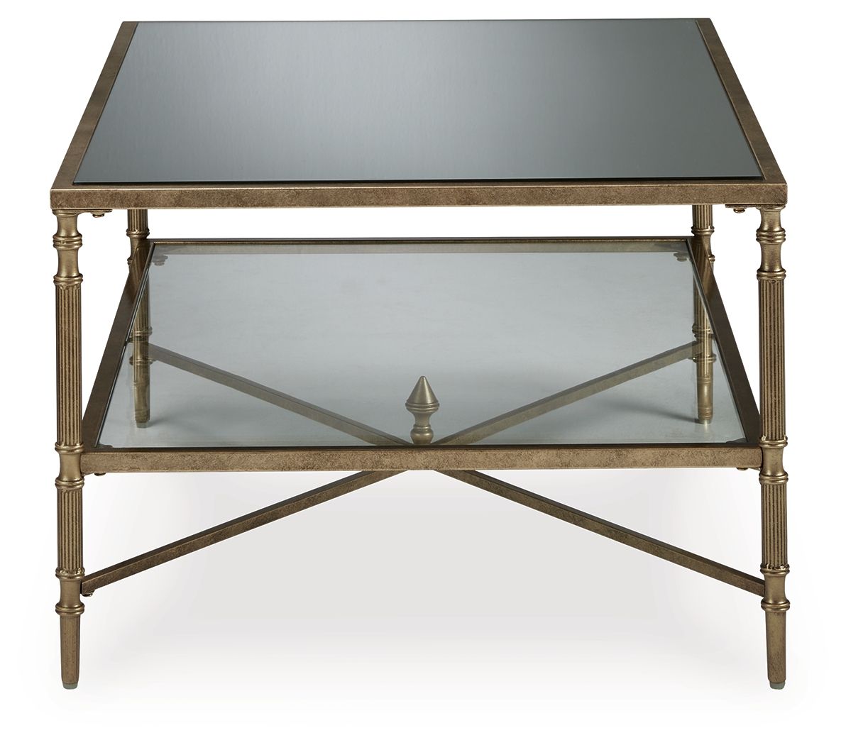 Cloverty Aged Gold Finish - Rectangular Cocktail Table