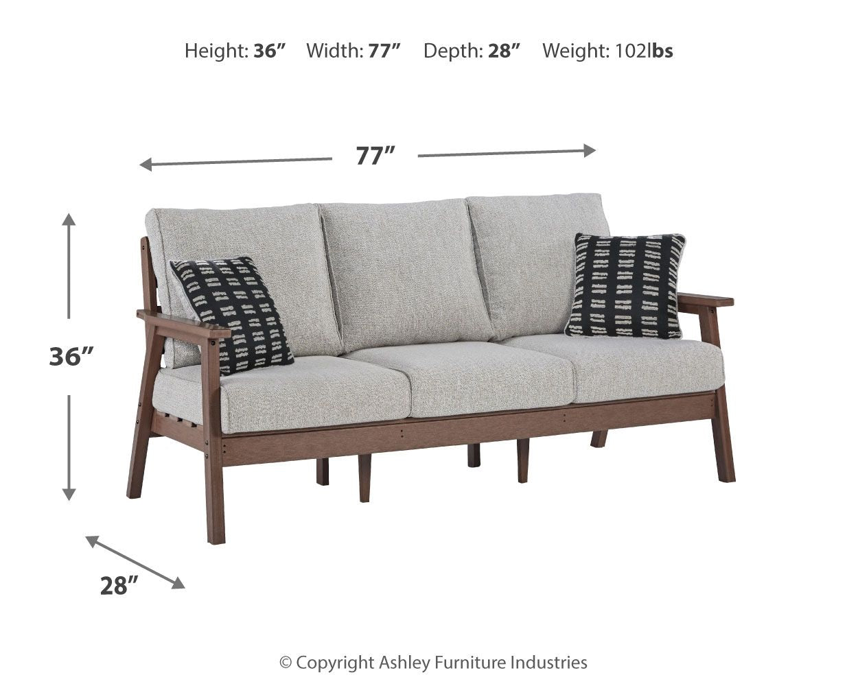 Emmeline - Brown / Beige - Sofa With Cushion