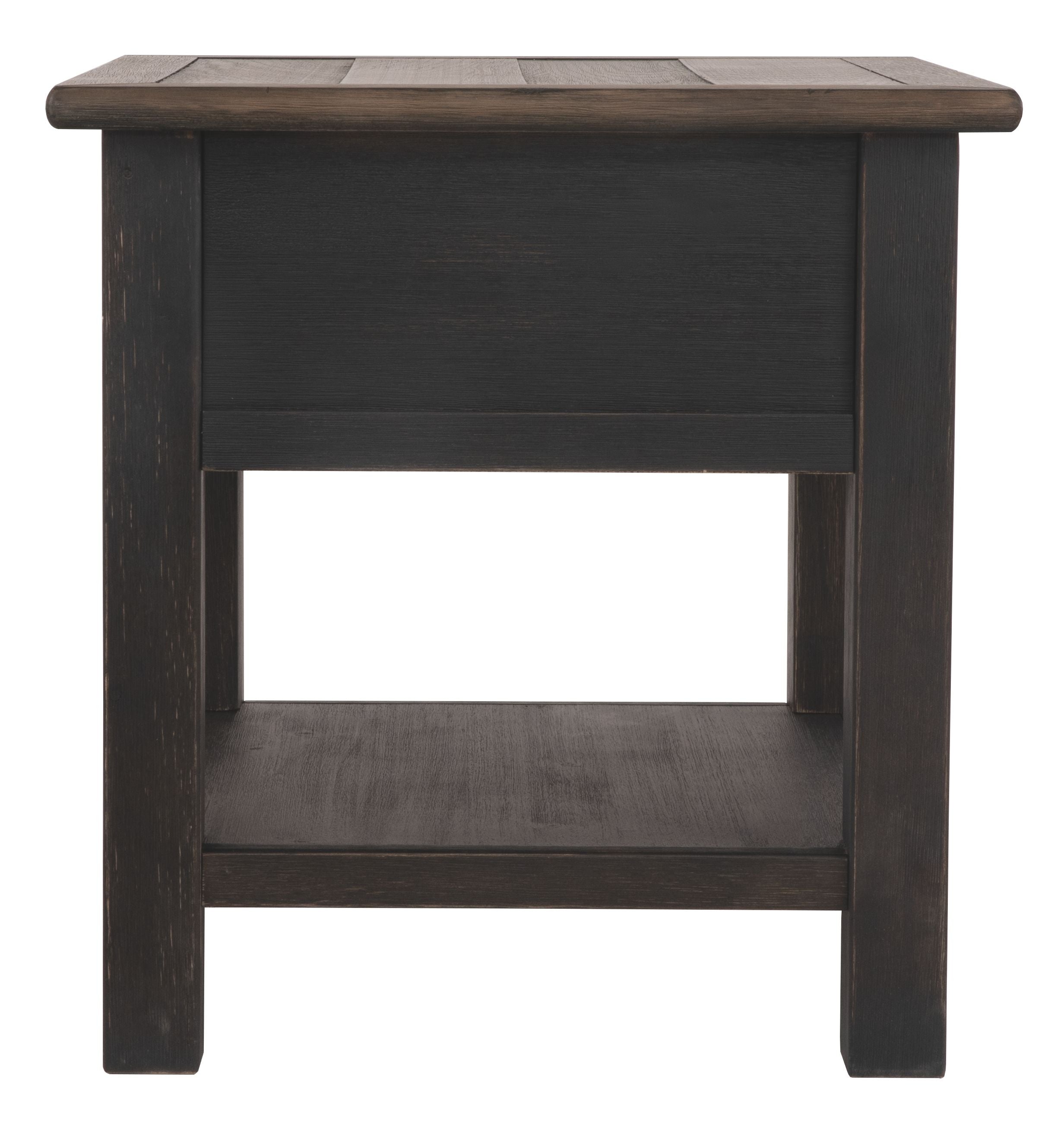 Tyler Grayish Brown / Black - Rectangular End Table