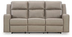 Pebble recliner sofa with three padded seats and cushioned arms