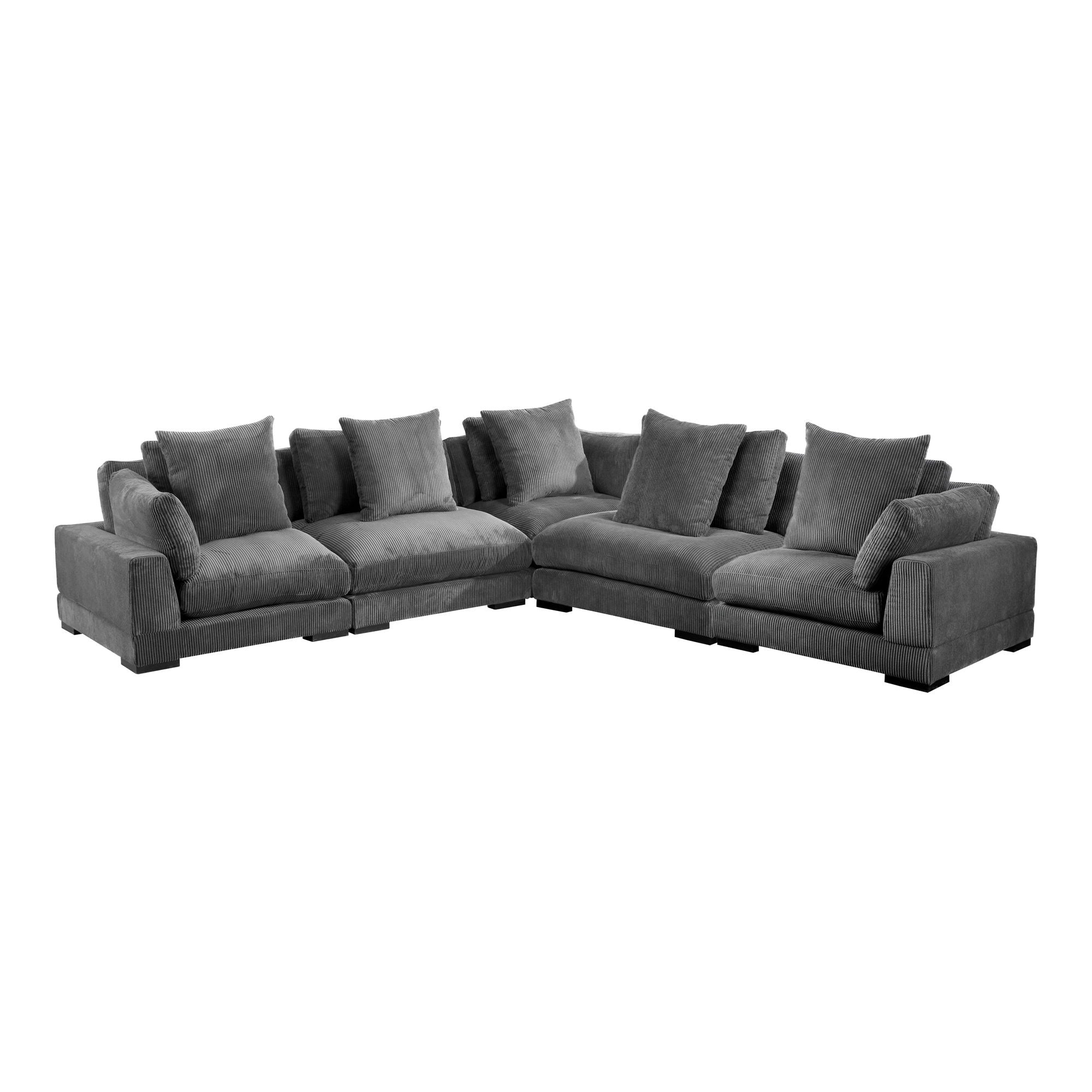 Tumble Charcoal Corduroy L Sectional Modular-Stationary Sectionals-American Furniture Outlet