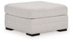 Stone oversized ottoman with upholstered square seat and block legs