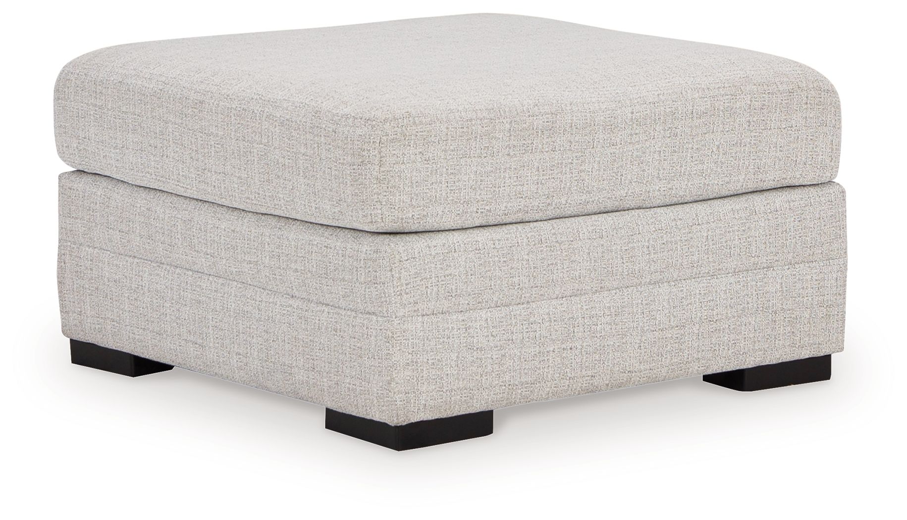 Stone oversized ottoman with upholstered square seat and block legs