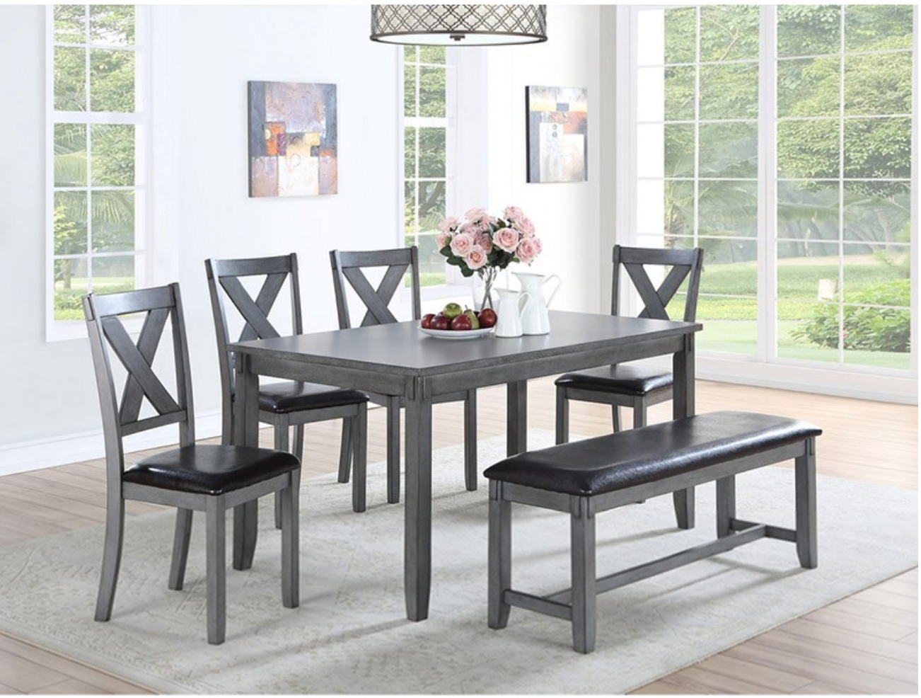 F2548 Gray 6 Piece Dining Table Set