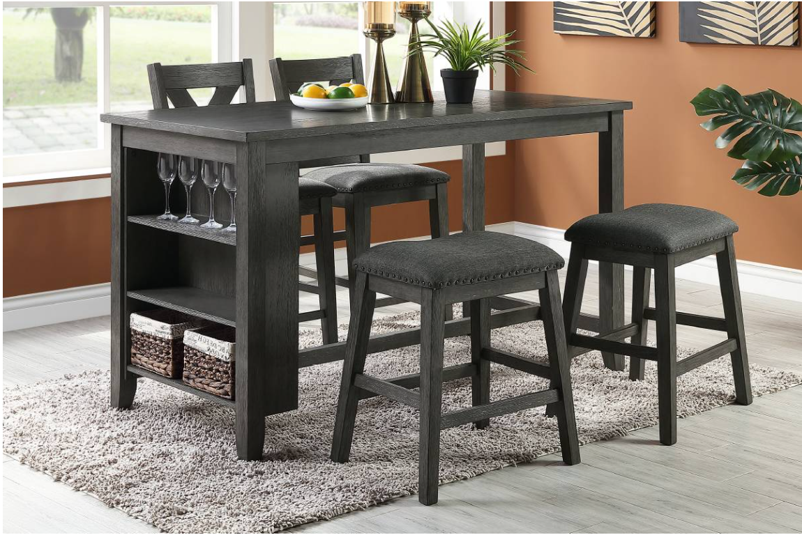 F2488 Charcoal Counter Height Table With Storage