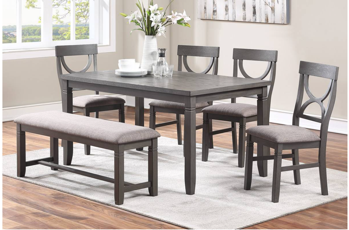 F2563 Gray 6 Piece Dining Table Set