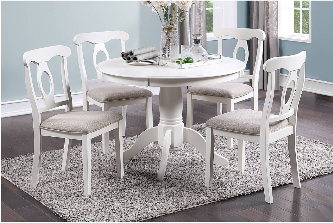 F2560 White 5 Piece Dining Table Set