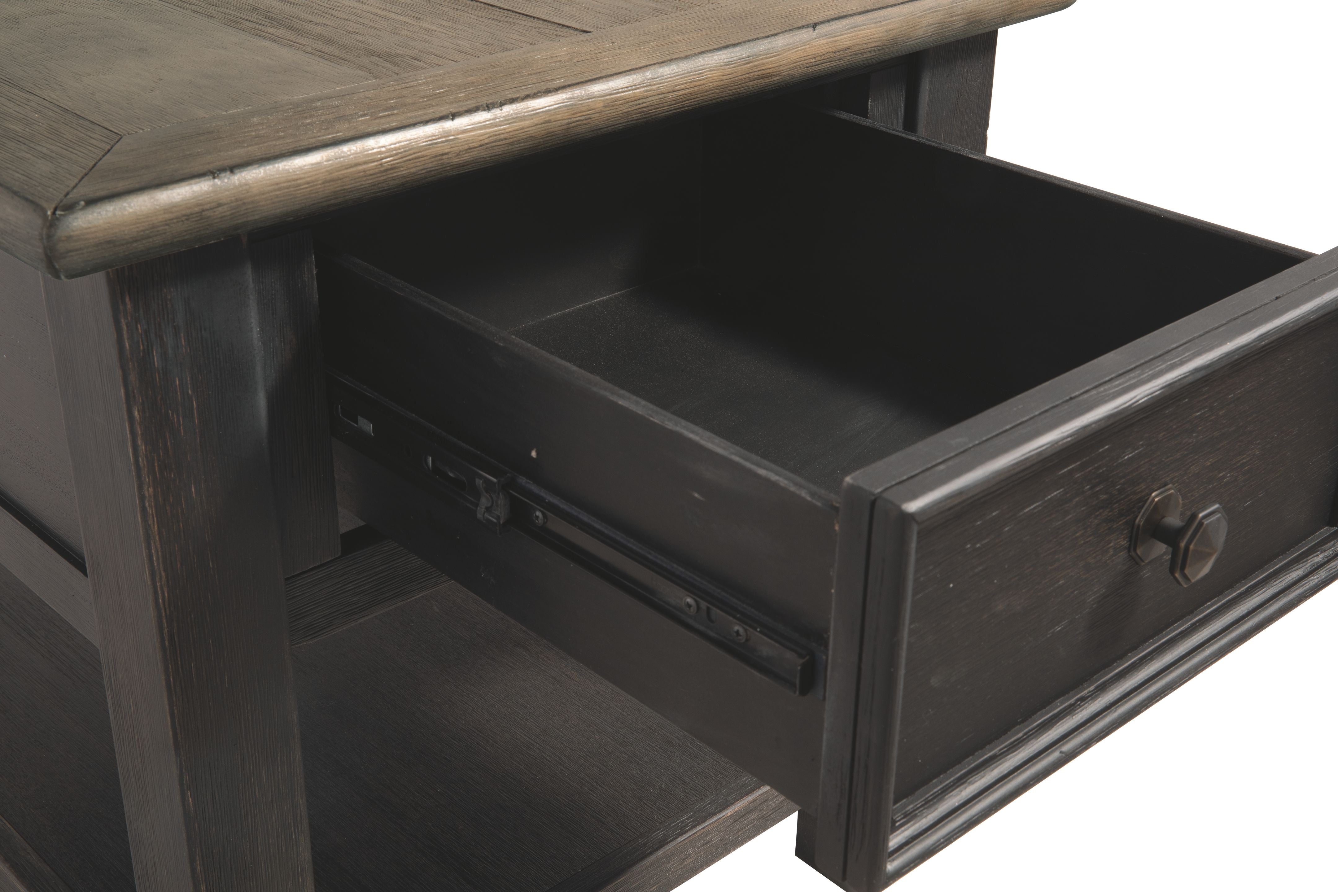 Tyler Grayish Brown / Black - Rectangular End Table