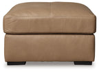 Toffee oversized accent ottoman with tufted-style top and low black feet