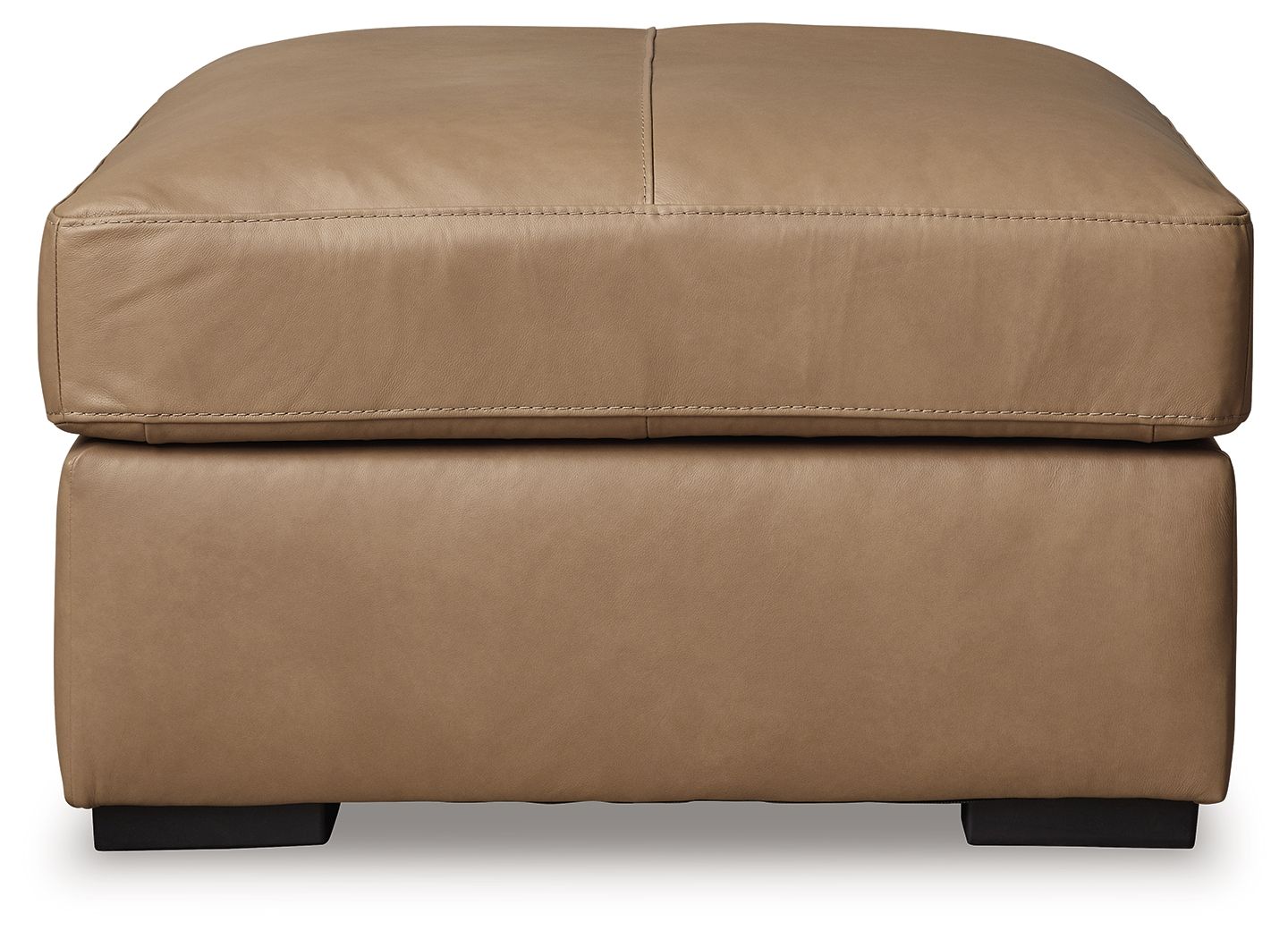 Toffee oversized accent ottoman with tufted-style top and low black feet