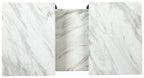 Marble-look tabletop panels with gray veining pattern